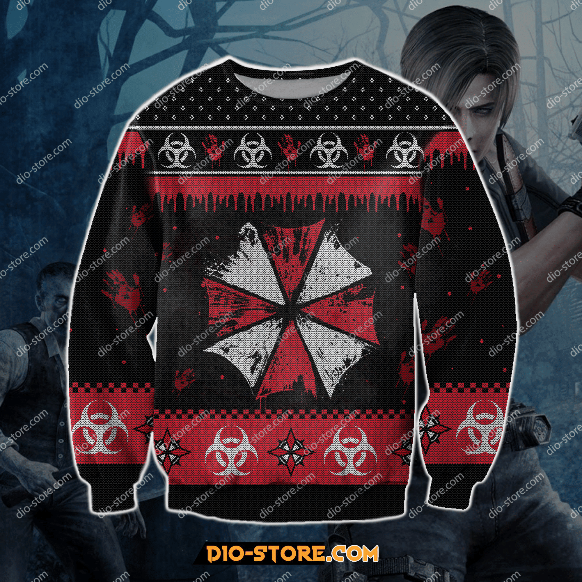 Resident Evil Knitting Pattern For Unisex Ugly Christmas Sweater Adult 3D Funny Matching for family