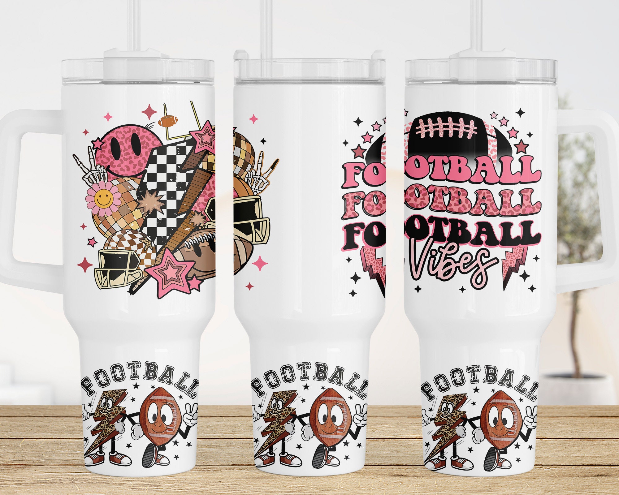 Retro Football Vibes Custom Stanley Cup 40 oz 30 oz Tumbler With HandleTVC2301962 - Image 3