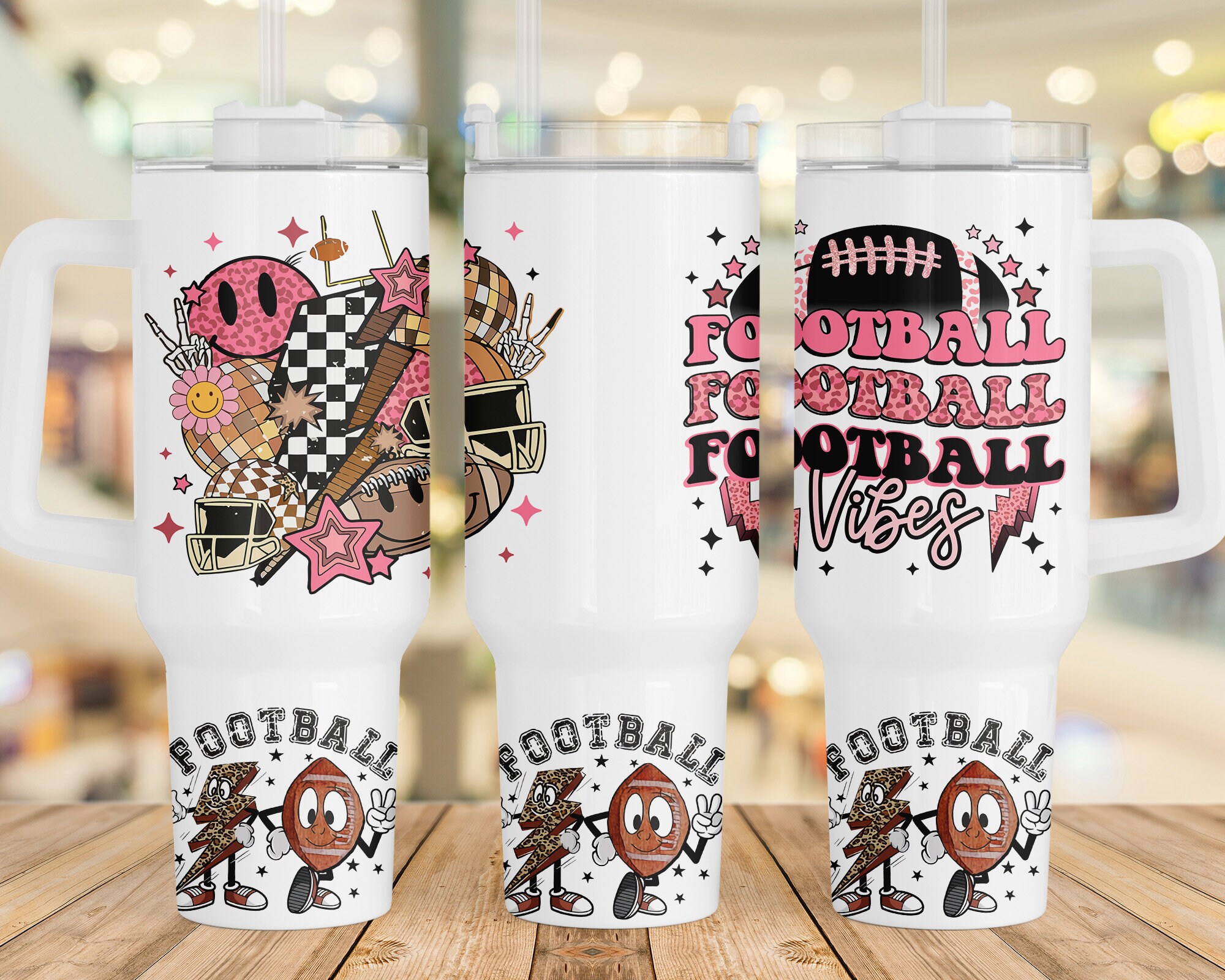 Retro Football Vibes Custom Stanley Cup 40 oz 30 oz Tumbler With HandleTVC2301962 - Image 2
