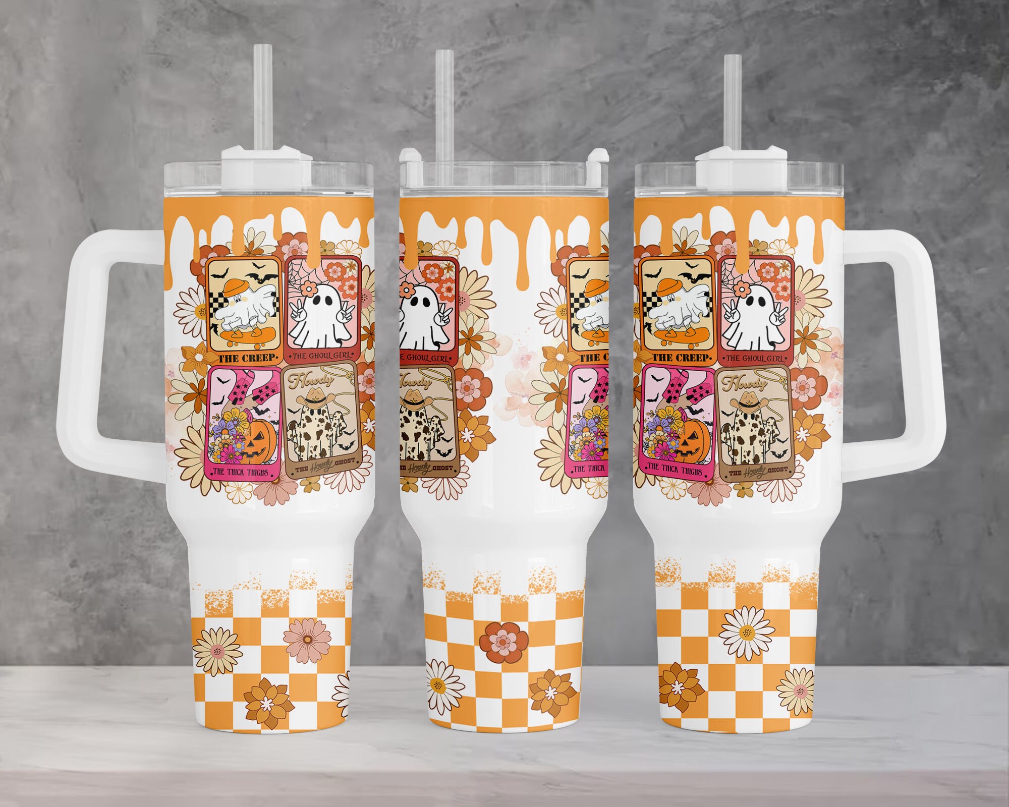 Retro Halloween Cute Ghost Custom Stanley Cup 40 oz 30 oz Tumbler With HandleTVC2301962