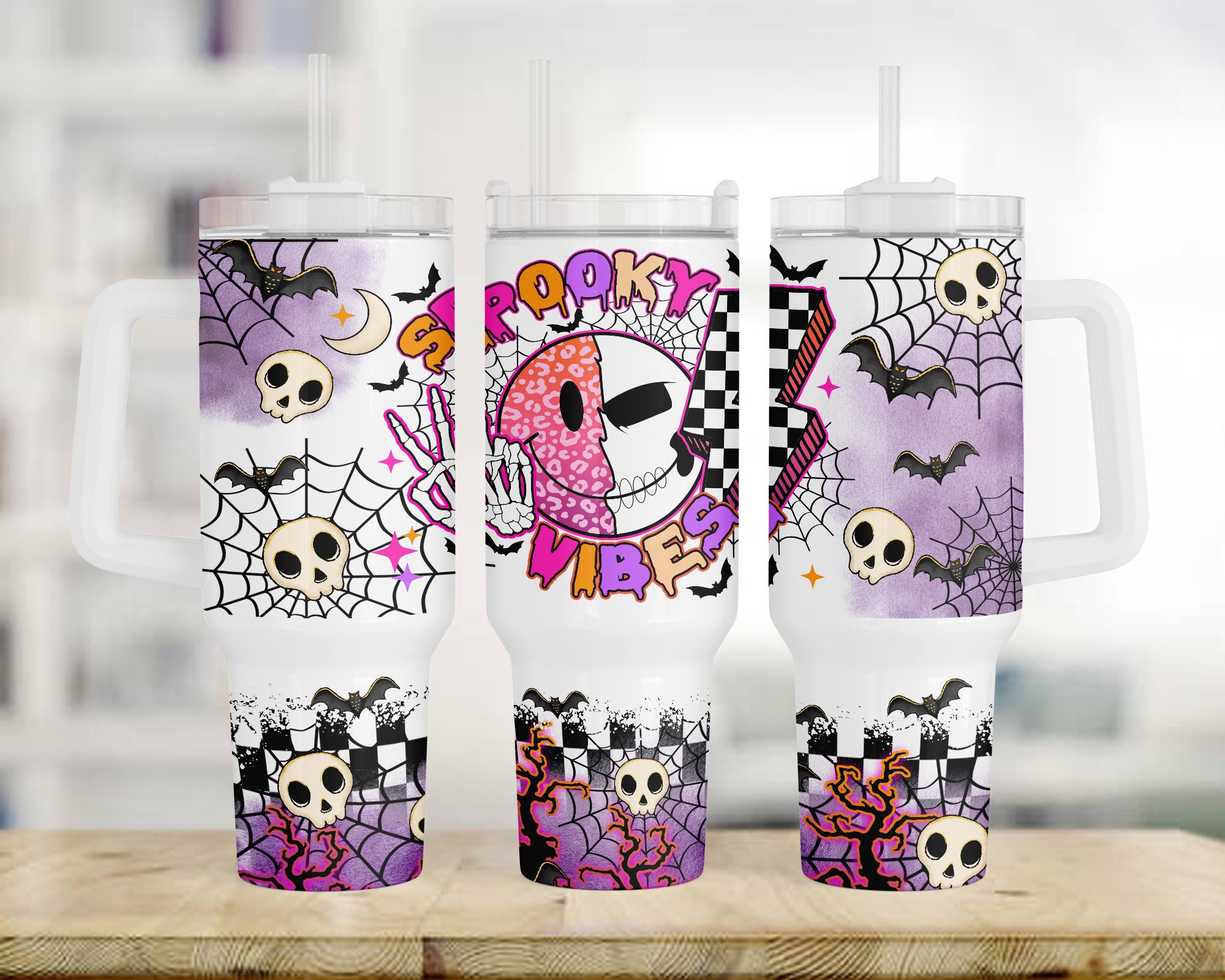 Retro Halloween Spooky Vibes Custom Stanley Cup 40 oz 30 oz Tumbler With HandleTVC2301963