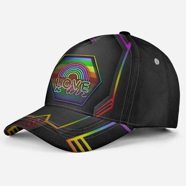 Retro LGBT Pride Classic Cap, Love Is Love Printing Baseball Cap Hat, Gay Pride Accessories Trucker Hats Custom Hats Gifts For Men & Women