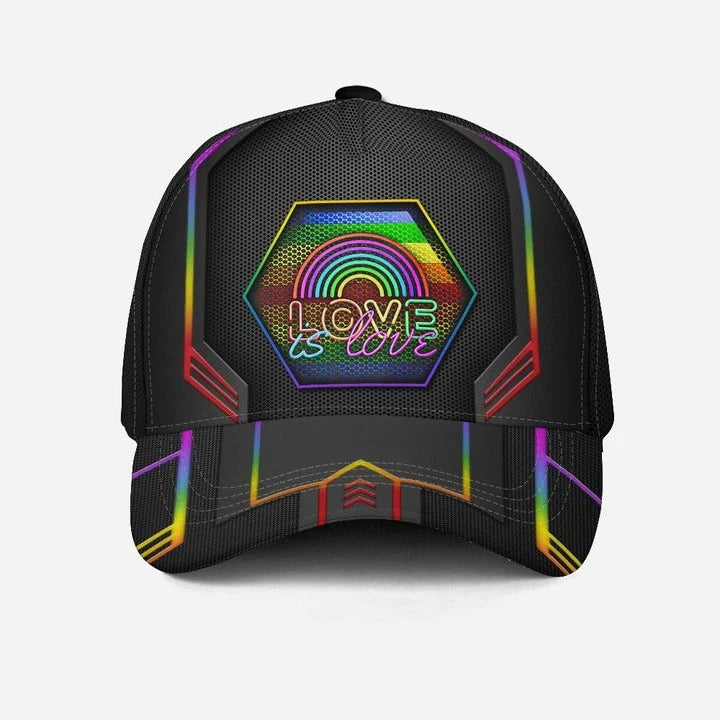 Retro LGBT Pride Classic Cap, Love Is Love Printing Baseball Cap Hat, Gay Pride Accessories Trucker Hats Custom Hats Gifts For Men & Women