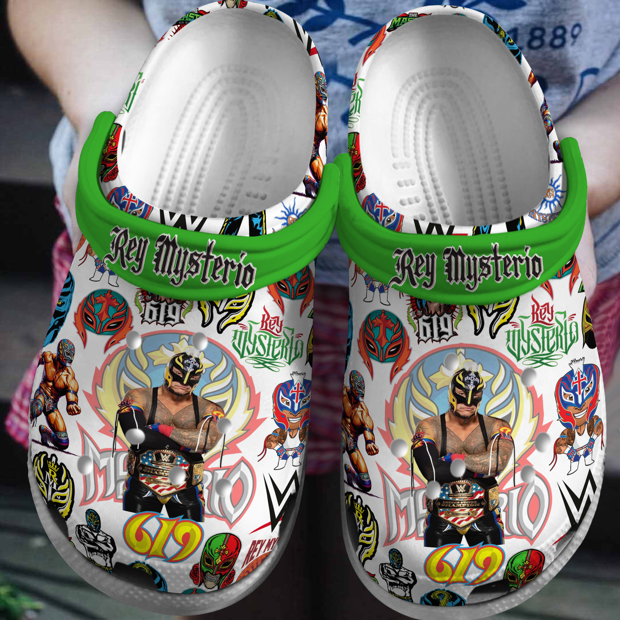 Rey Mysterio WWE Sport Crocs Crocband Clogs Shoes Comfortable For Men Women and Kids