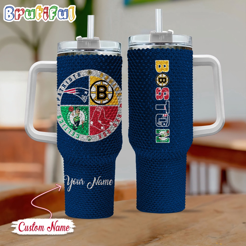 Rhinestone Bling Boston Sport Logo Team Custom Stanley Cup 40 oz 30 oz Tumbler With HandleTVC2301413