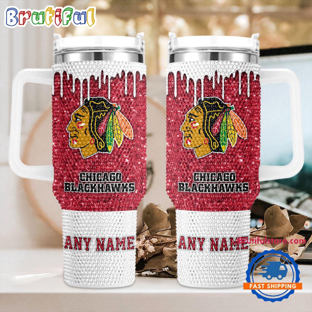 Rhinestone Bling Chicago Blackhawks NHL Sports Custom Stanley Cup 40 oz 30 oz Tumbler With HandleTVC2301414