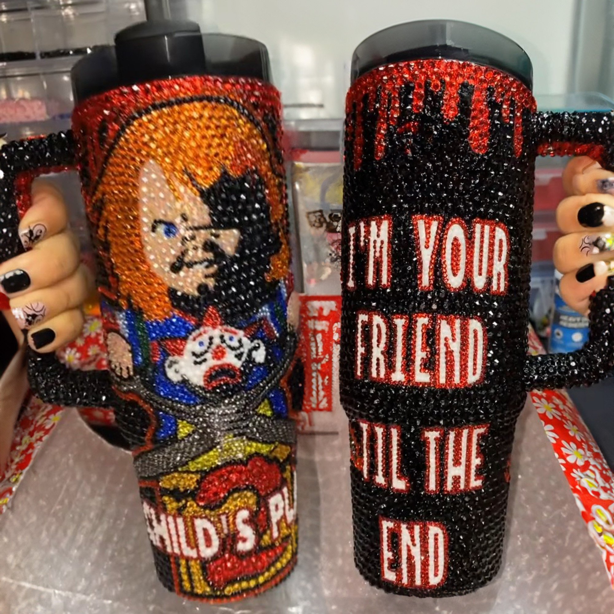 Rhinestone Bling Chucky Horror Movies Custom Stanley Cup 40 oz 30 oz Tumbler With HandleTVC2301530