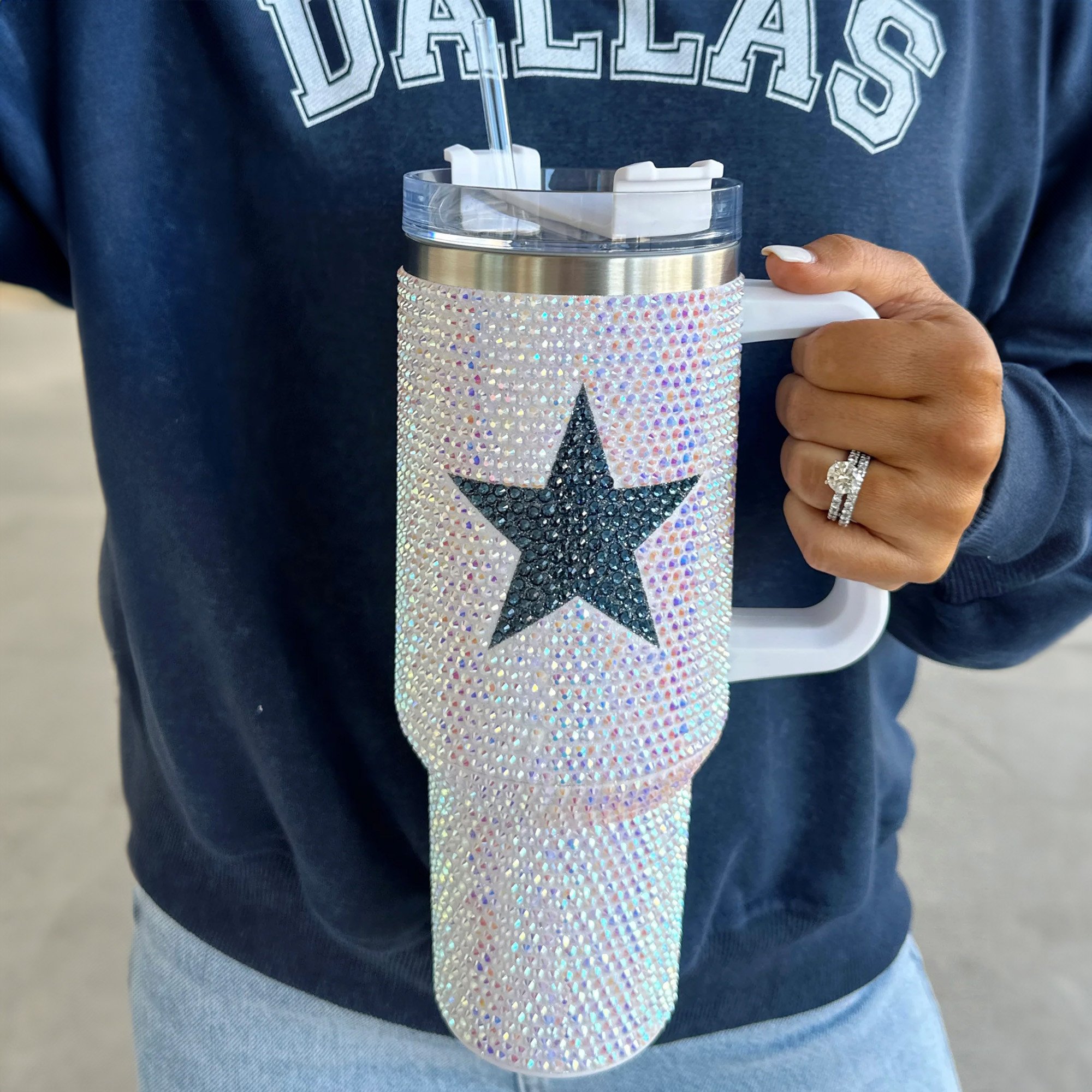 Rhinestone Bling Dallas Cowboys NFL Custom Stanley Cup 40 oz 30 oz Tumbler With HandleTVC2301530 - Image 2