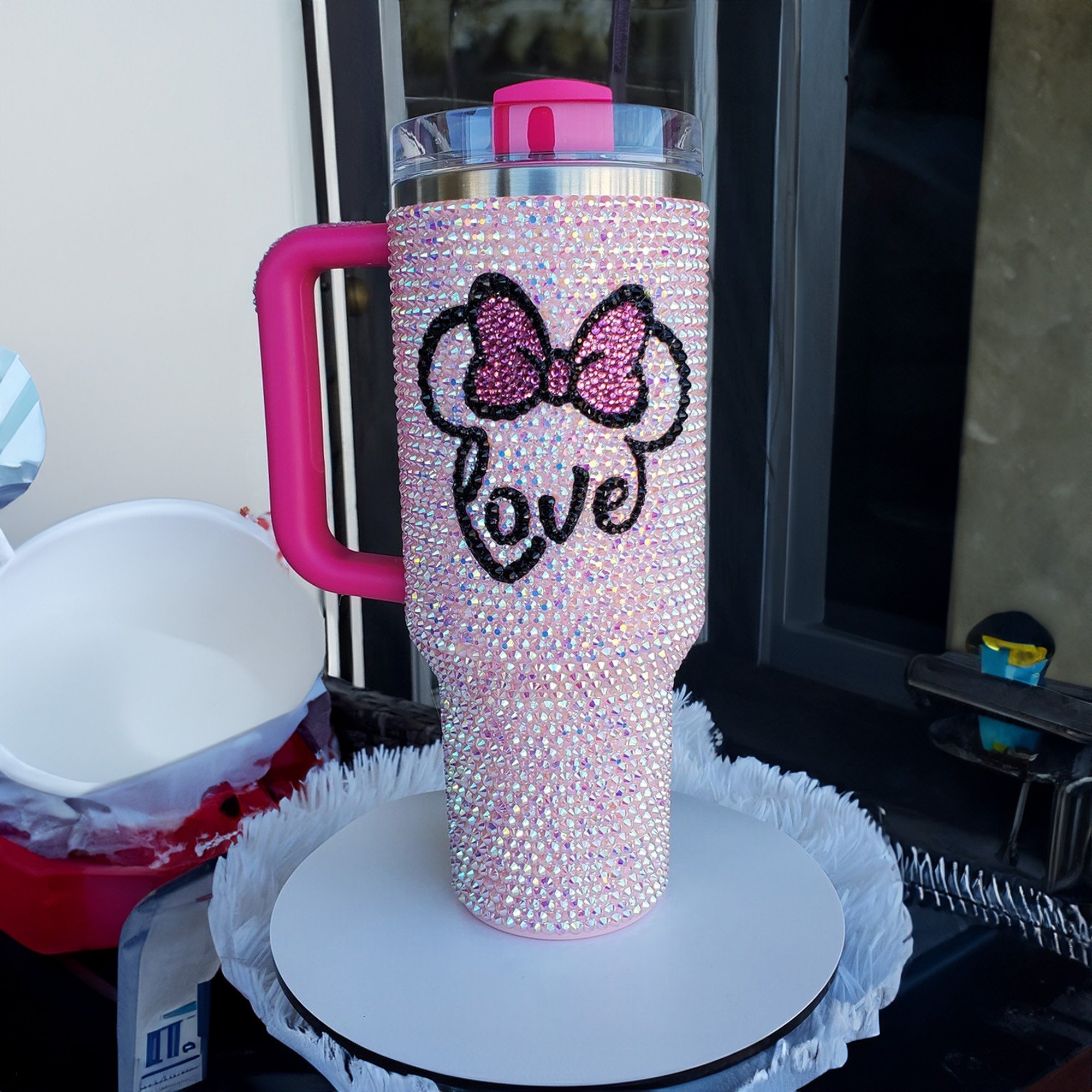 Rhinestone Bling Disney Minnie Mouse Cartoon Custom Stanley Cup 40 oz 30 oz Tumbler With HandleTVC2301530