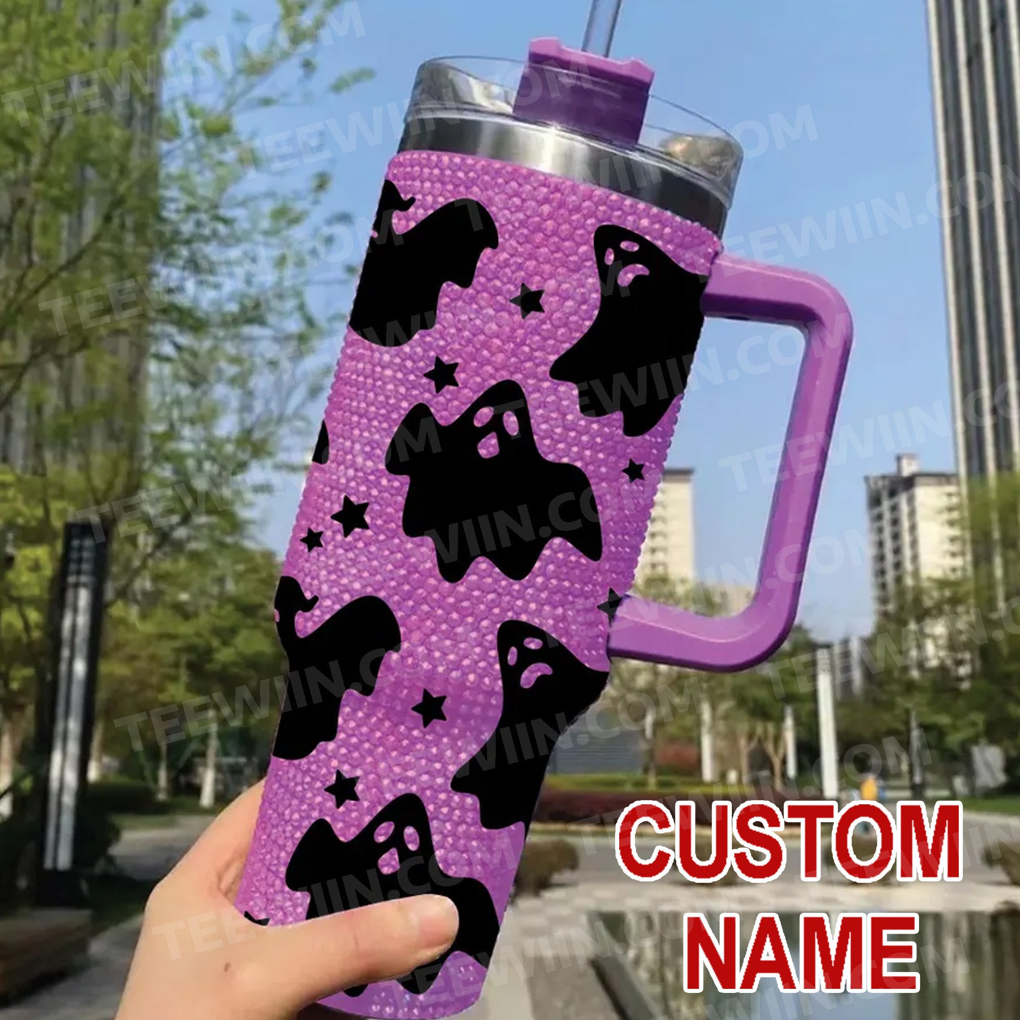 Rhinestone Bling Halloween Spooky Ghost Custom Stanley Cup 40 oz 30 oz Tumbler With HandleTVC2301532