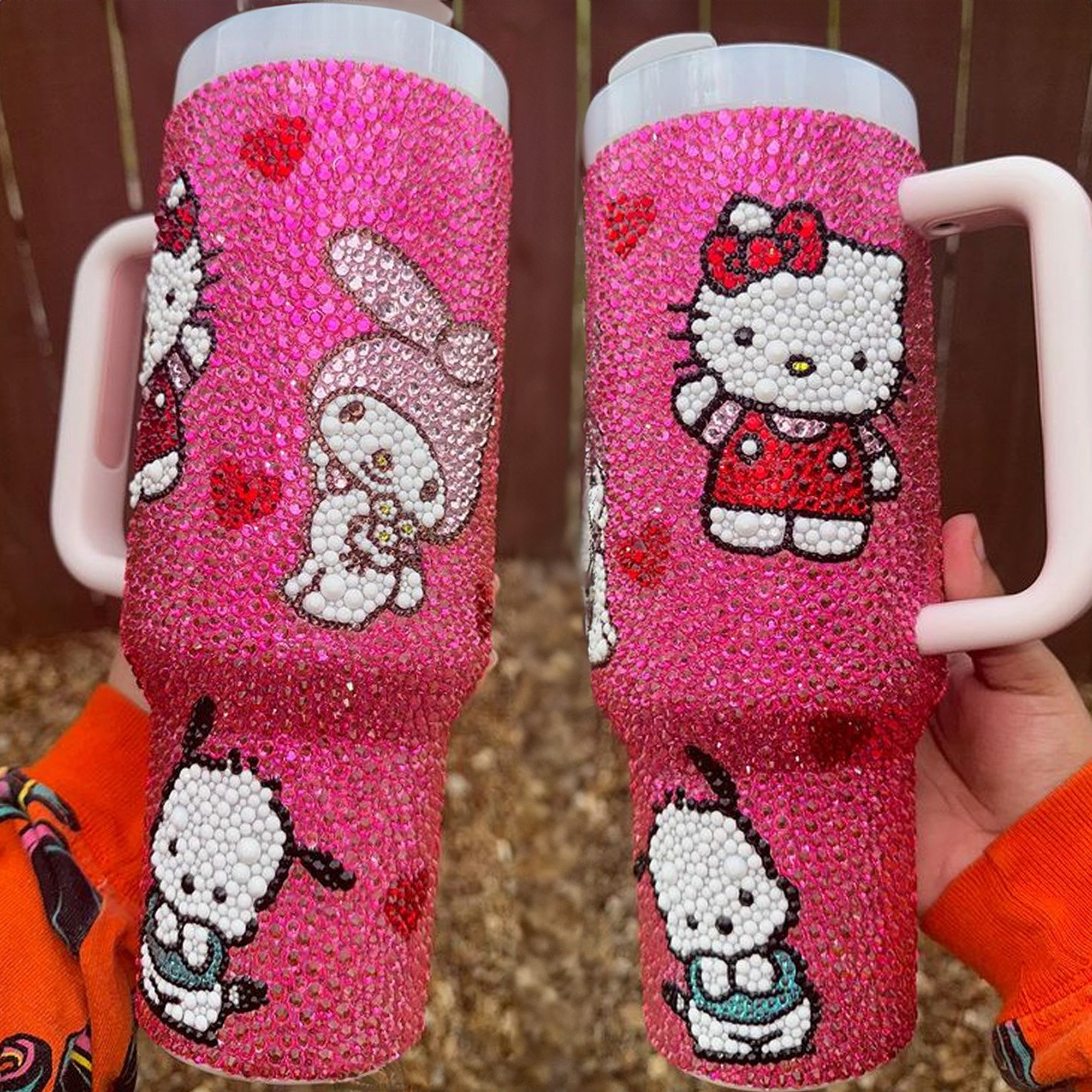 Rhinestone Bling Hello Kitty Cartoon Custom Stanley Cup 40 oz 30 oz Tumbler With HandleTVC2301530