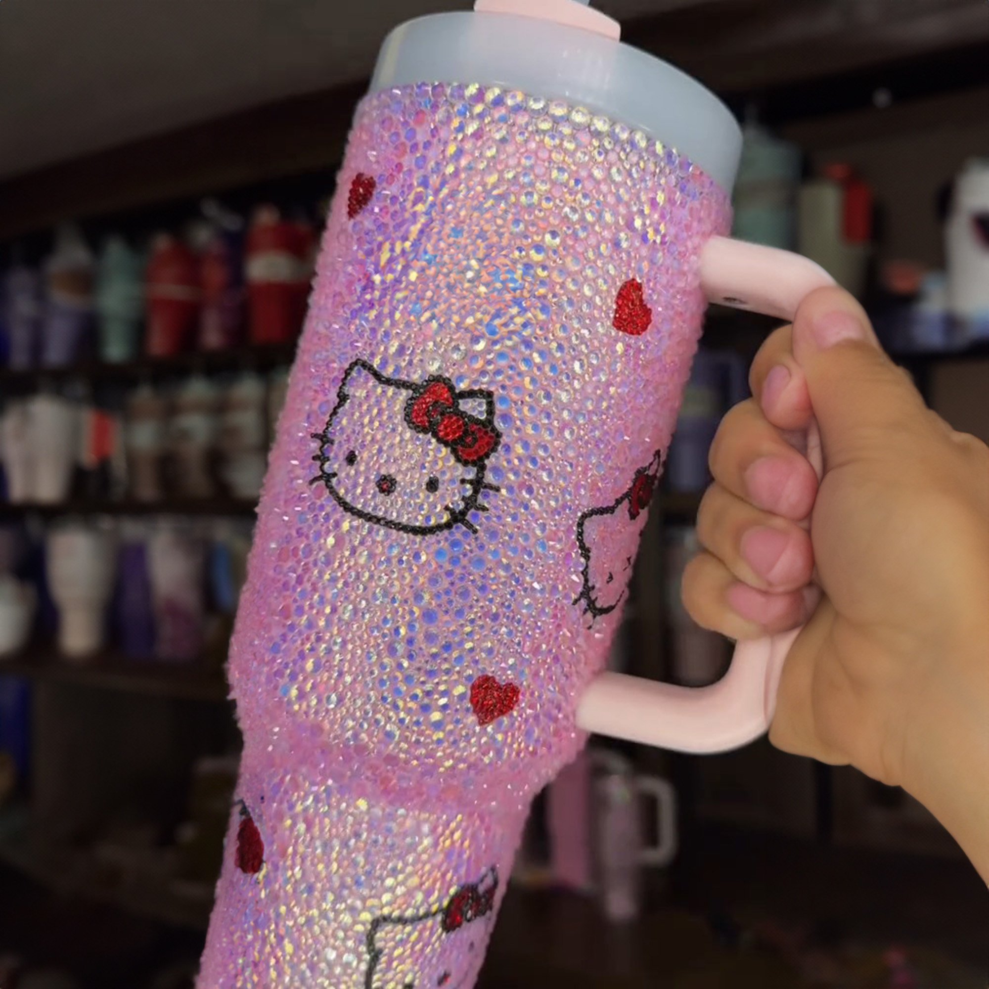 Rhinestone Bling Hello Kitty Cartoon Custom Stanley Cup 40 oz 30 oz Tumbler With HandleTVC2301530 - Image 5