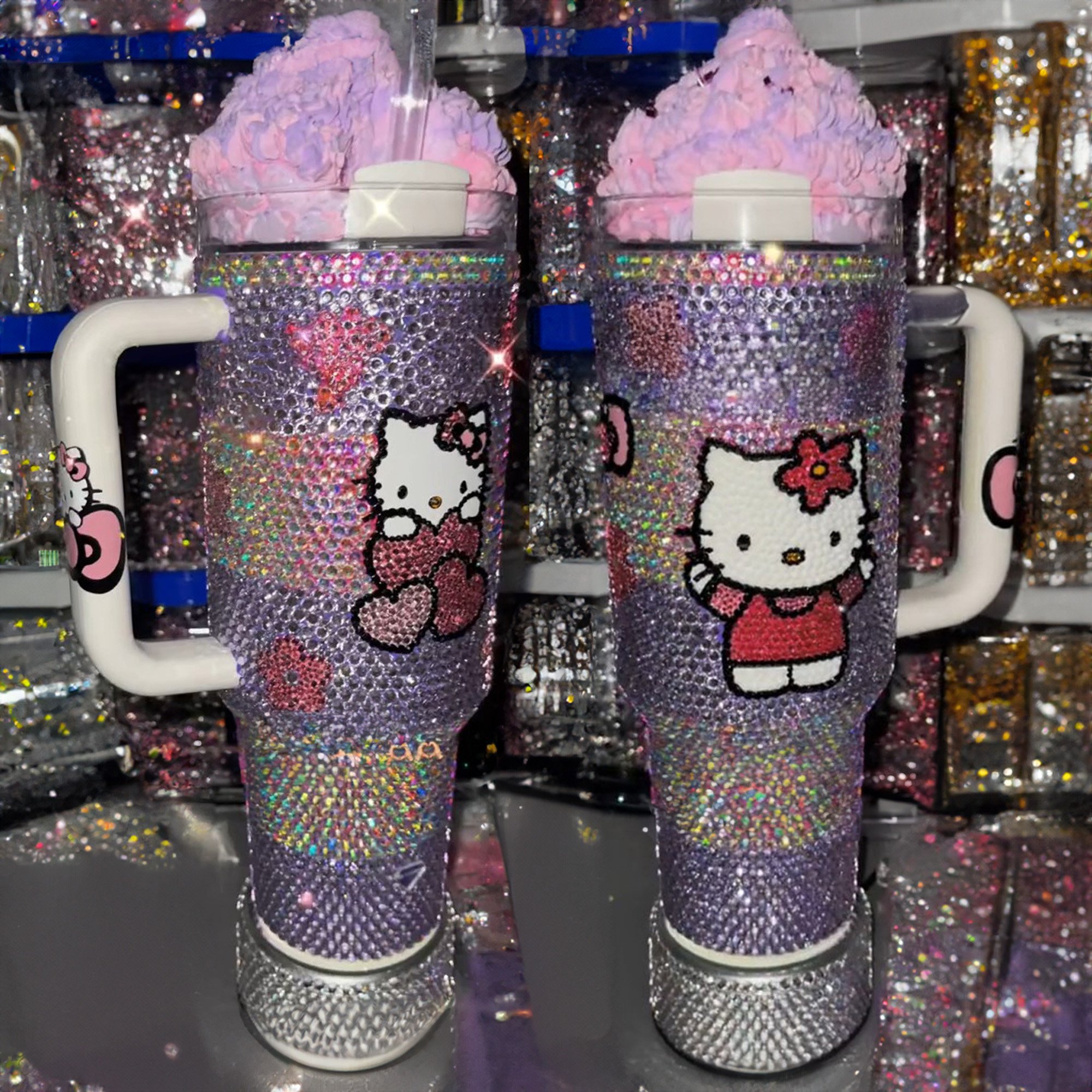 Rhinestone Bling Hello Kitty Cartoon Custom Stanley Cup 40 oz 30 oz Tumbler With HandleTVC2301530