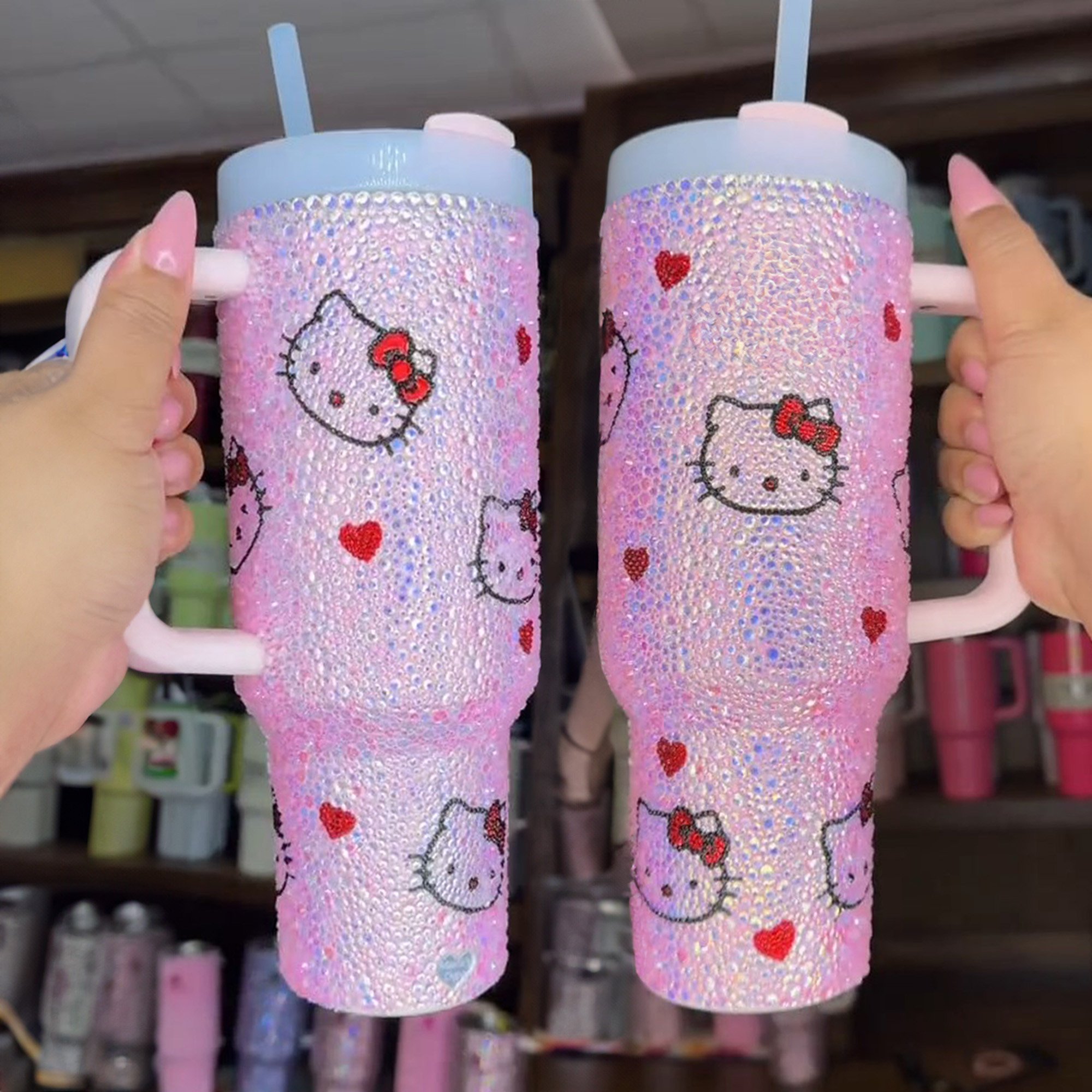 Rhinestone Bling Hello Kitty Cartoon Custom Stanley Cup 40 oz 30 oz Tumbler With HandleTVC2301530