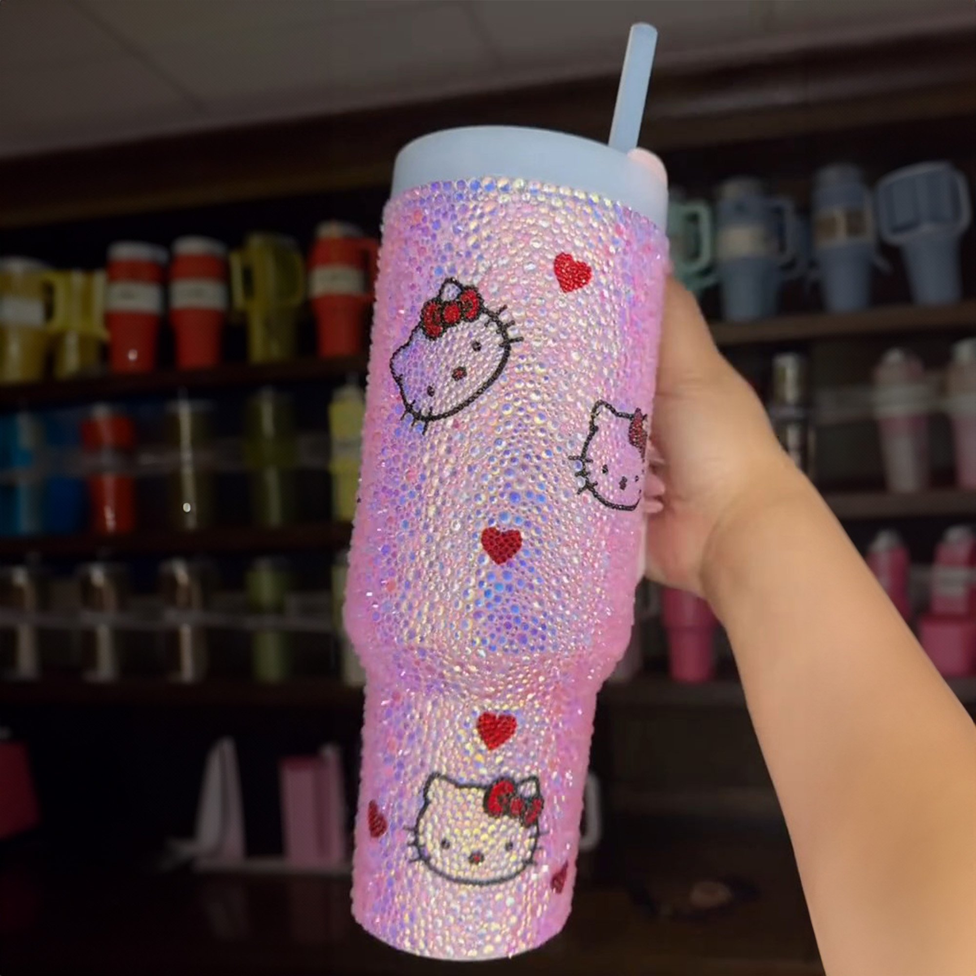 Rhinestone Bling Hello Kitty Cartoon Custom Stanley Cup 40 oz 30 oz Tumbler With HandleTVC2301530 - Image 4