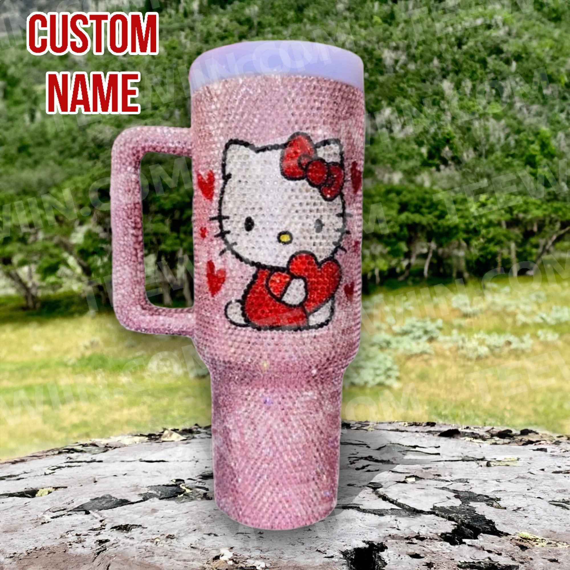 Rhinestone Bling Hello Kitty Cartoon Custom Stanley Cup 40 oz 30 oz Tumbler With HandleTVC2301533 - Image 3