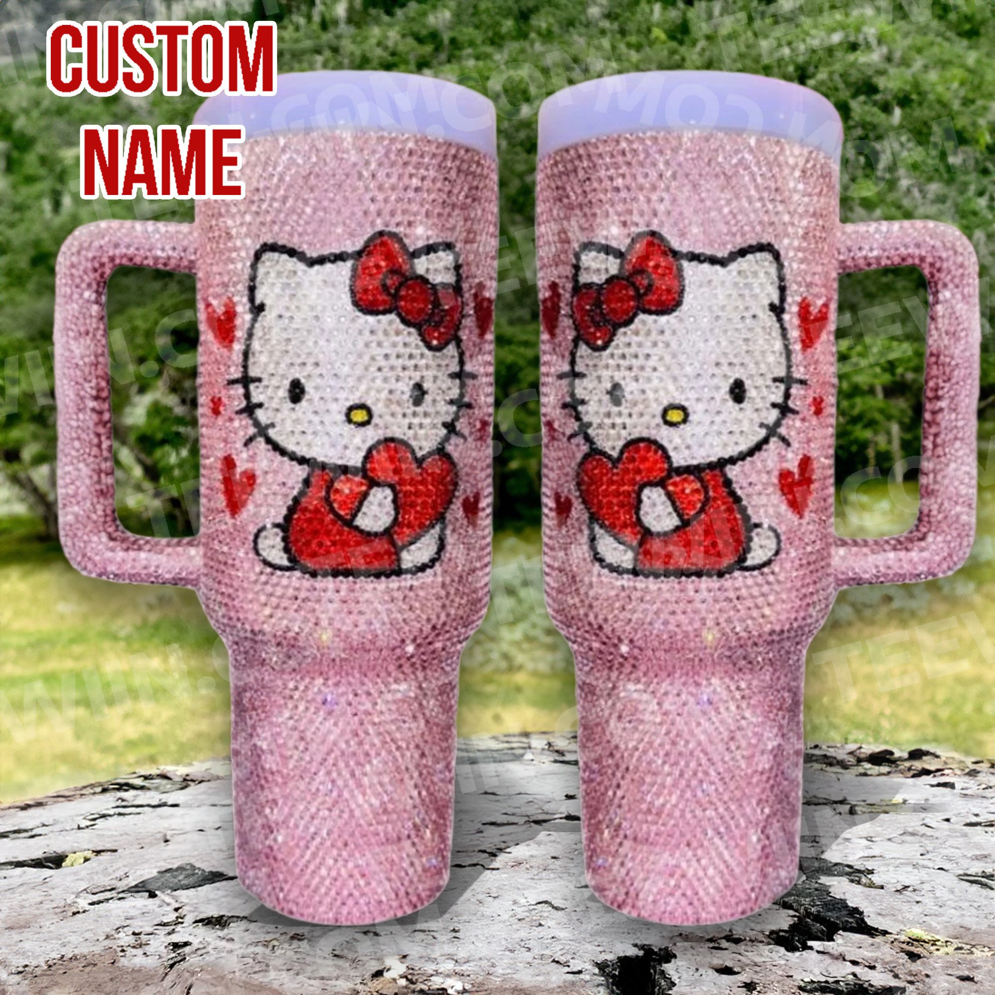 Rhinestone Bling Hello Kitty Cartoon Custom Stanley Cup 40 oz 30 oz Tumbler With HandleTVC2301533