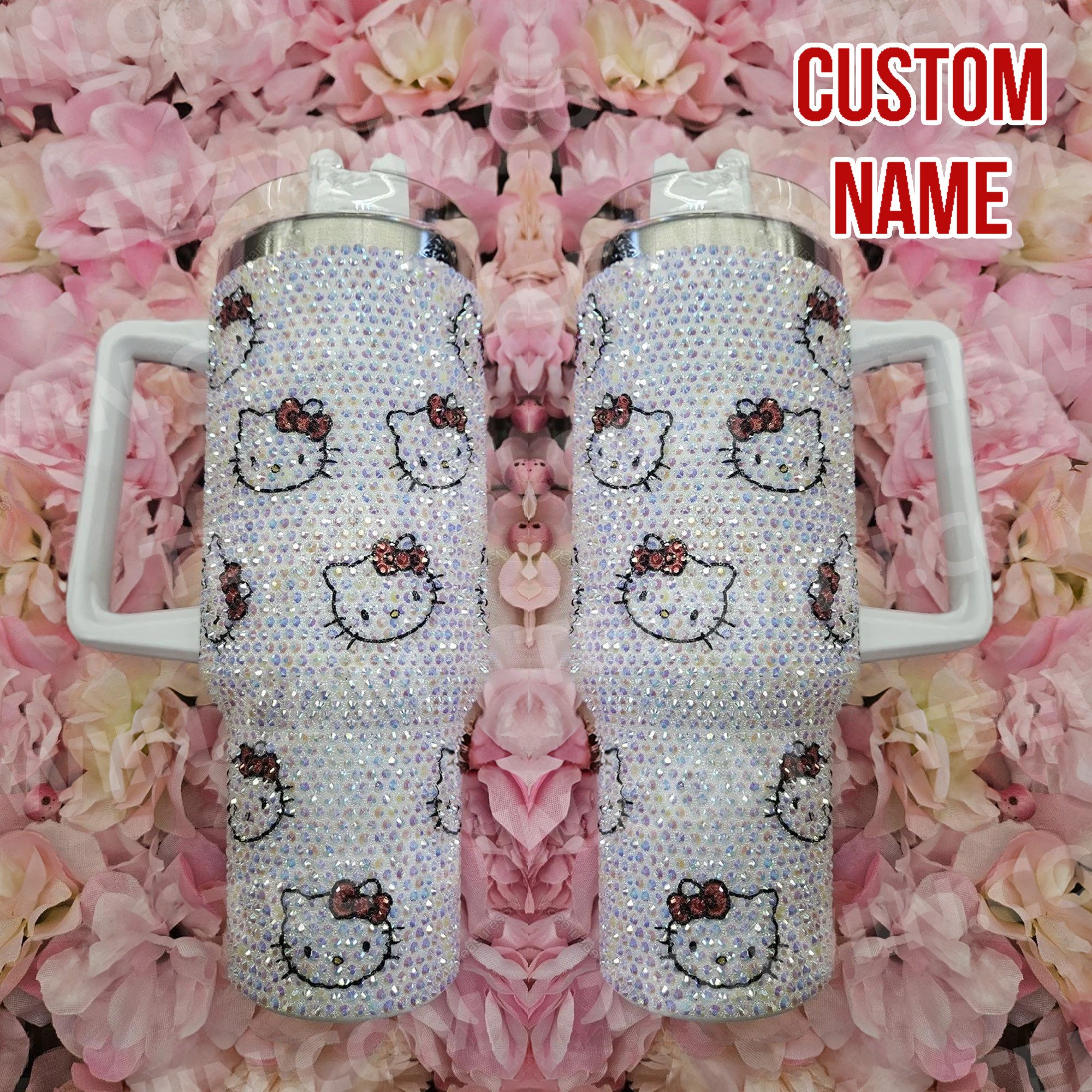 Rhinestone Bling Hello Kitty Cartoon Custom Stanley Cup 40 oz 30 oz Tumbler With HandleTVC2301534
