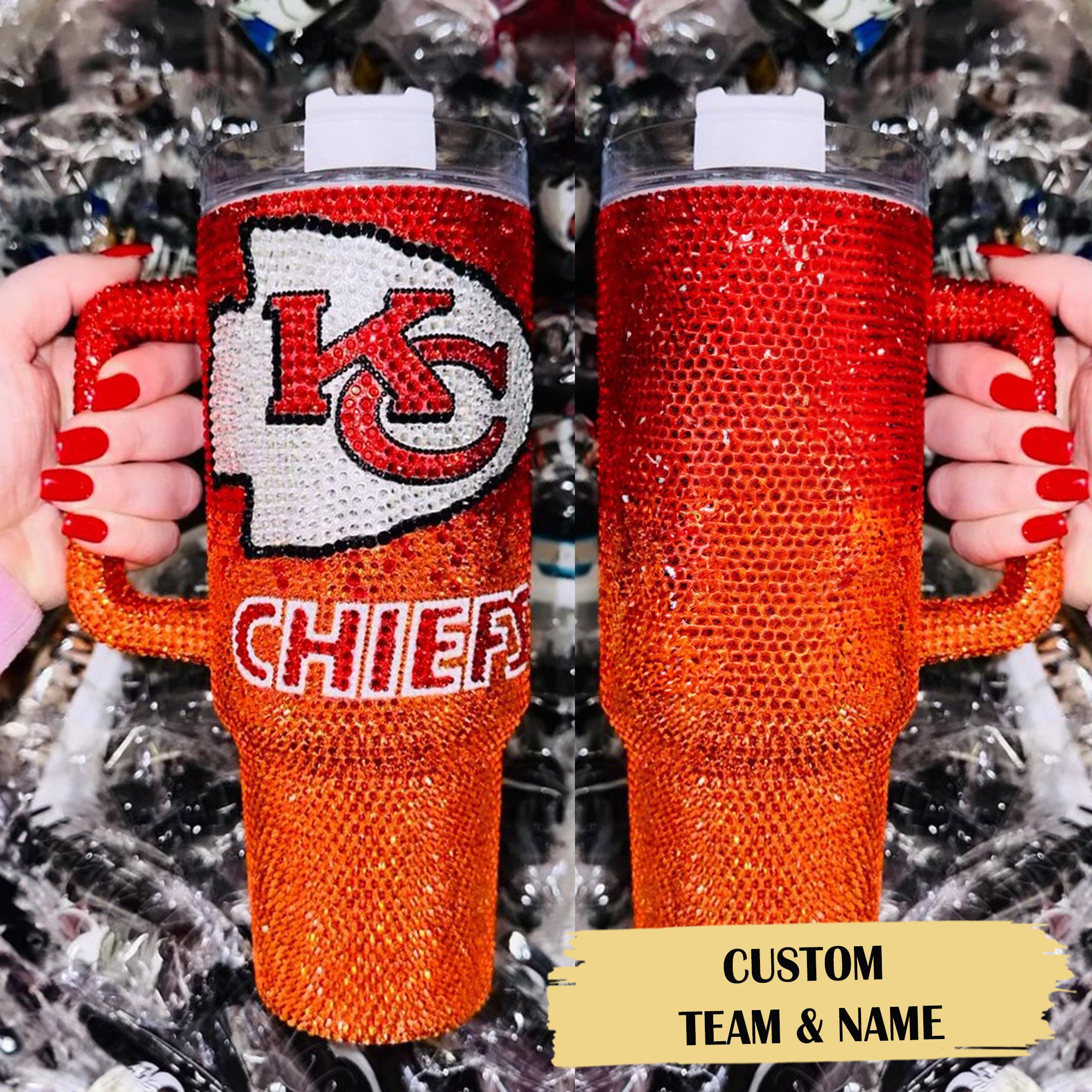 Rhinestone Bling Kansas City Chiefs NFL Custom Stanley Cup 40 oz 30 oz Tumbler With HandleTVC2301530