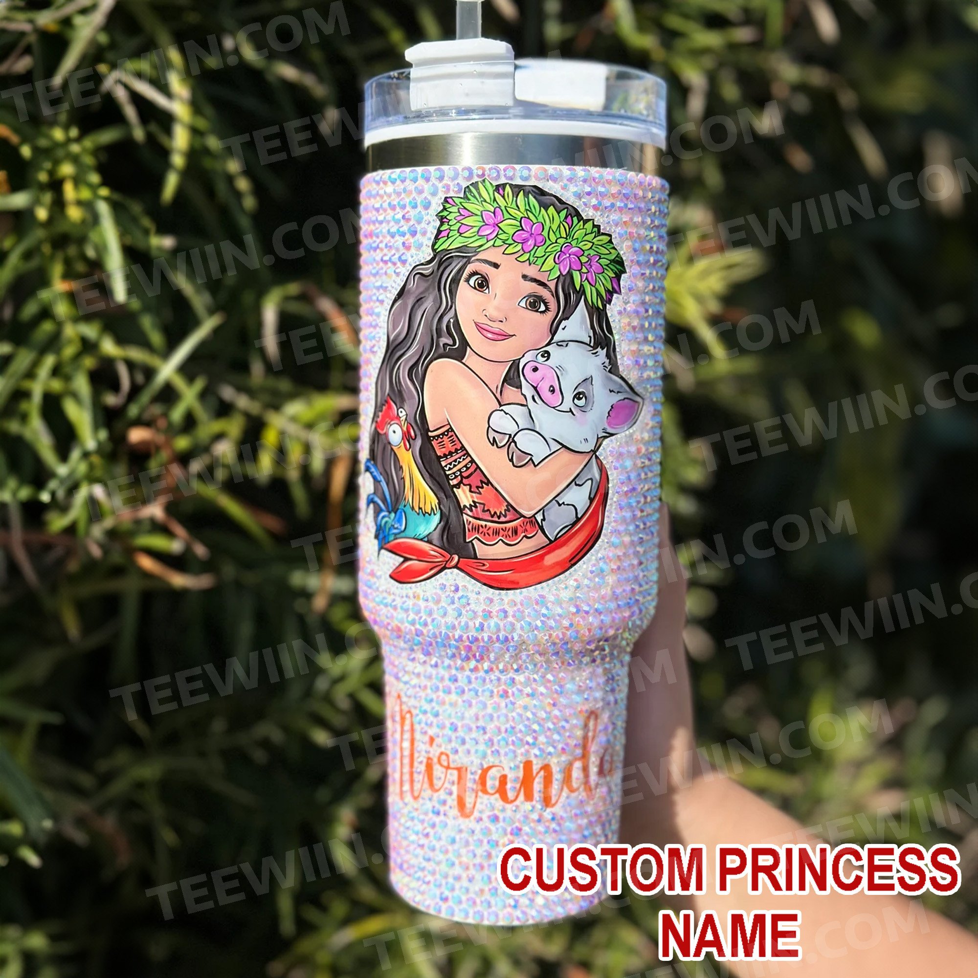 Rhinestone Bling Moana Disney Princess Cartoon Custom Stanley Cup 40 oz 30 oz Tumbler With HandleTVC2301534