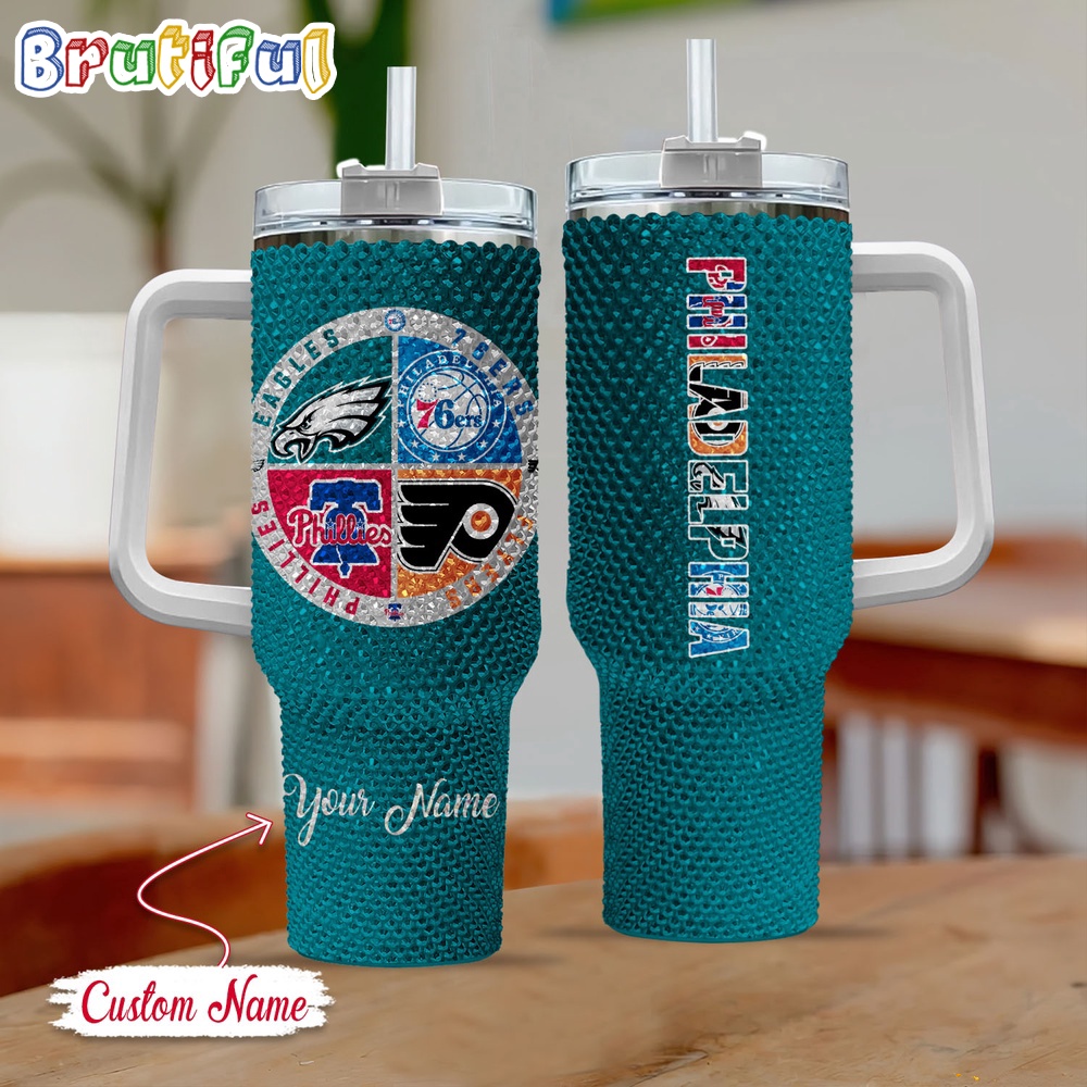 Rhinestone Bling Philadelphia Sport Logo Team Custom Stanley Cup 40 oz 30 oz Tumbler With HandleTVC2301413