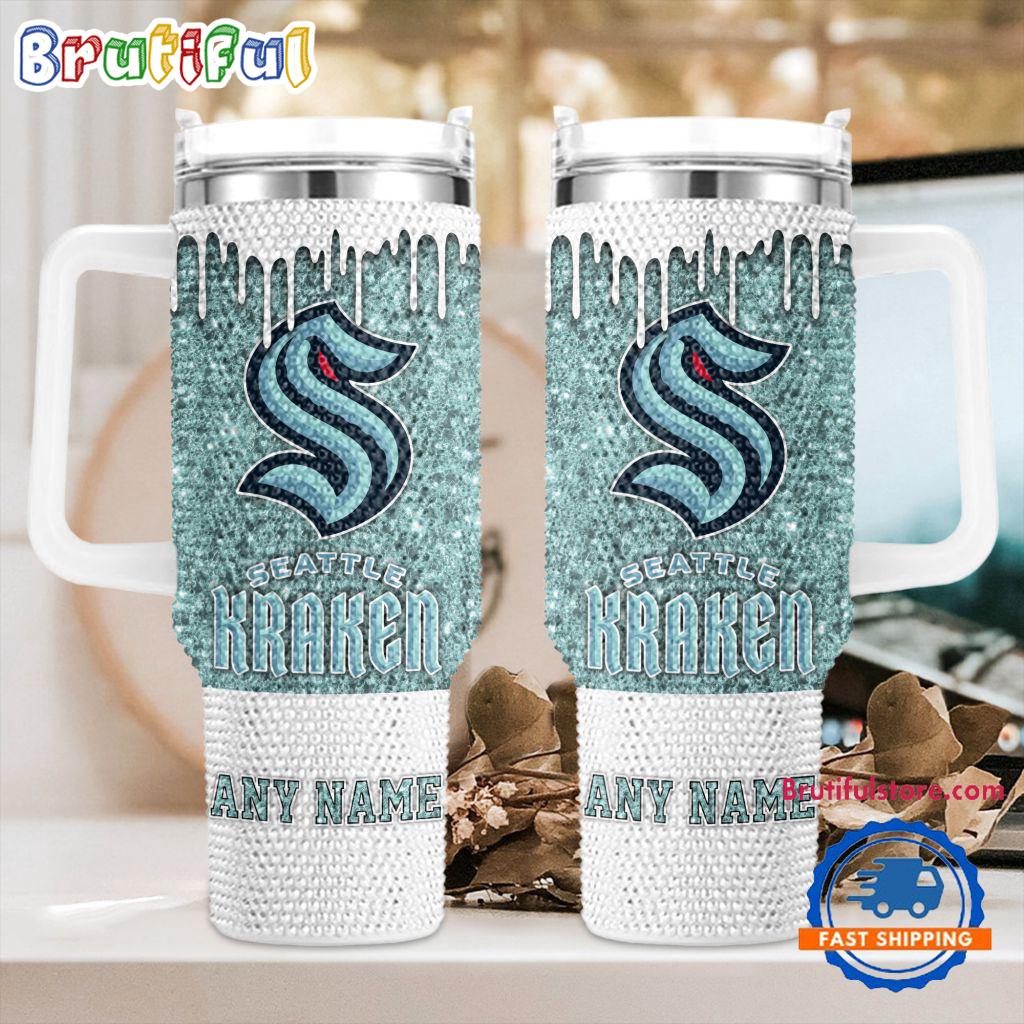 Rhinestone Bling Seattle Kraken NHL Sports Custom Stanley Cup 40 oz 30 oz Tumbler With HandleTVC2301415