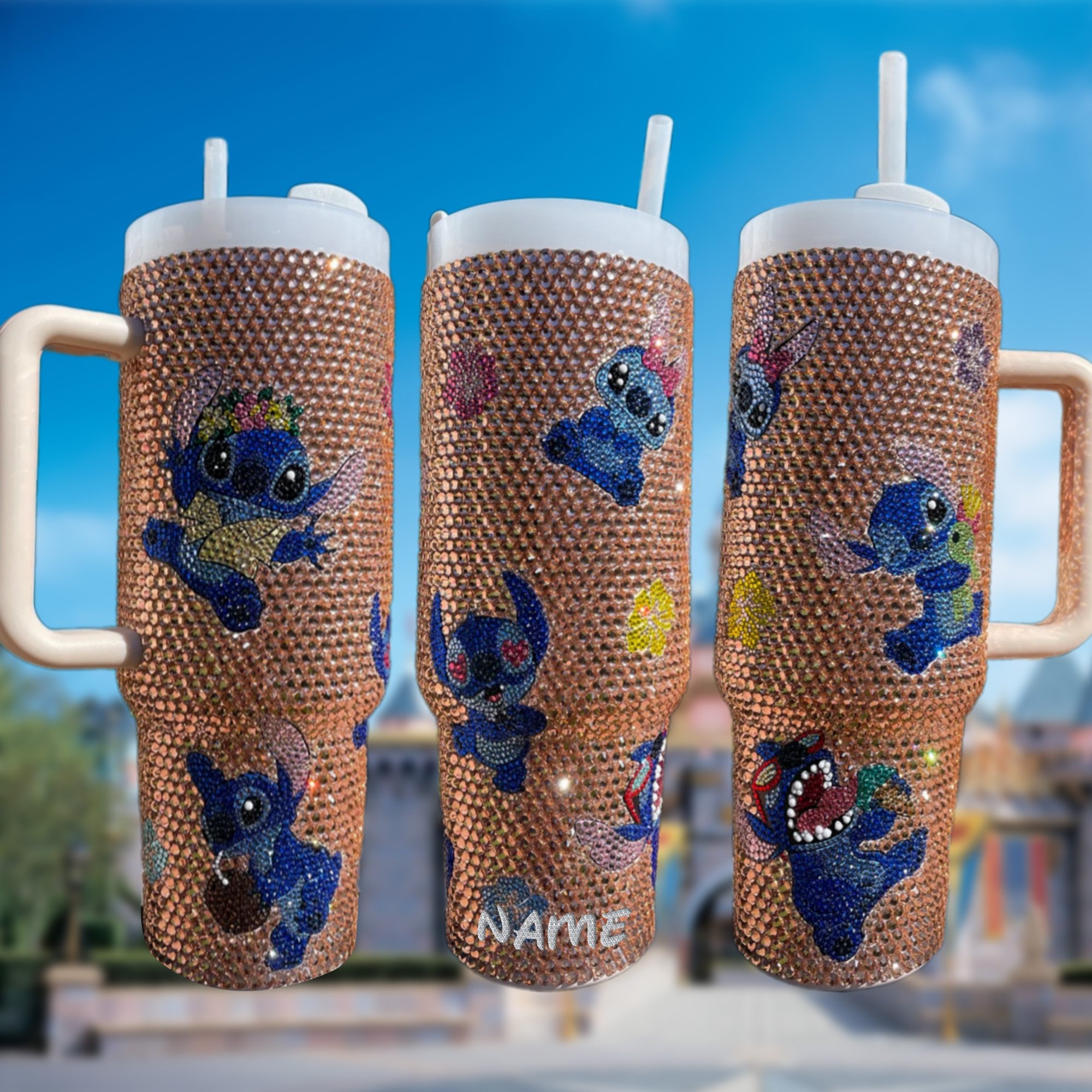 Rhinestone Bling Stitch Cartoon Custom Stanley Cup 40 oz 30 oz Tumbler With HandleTVC2301530