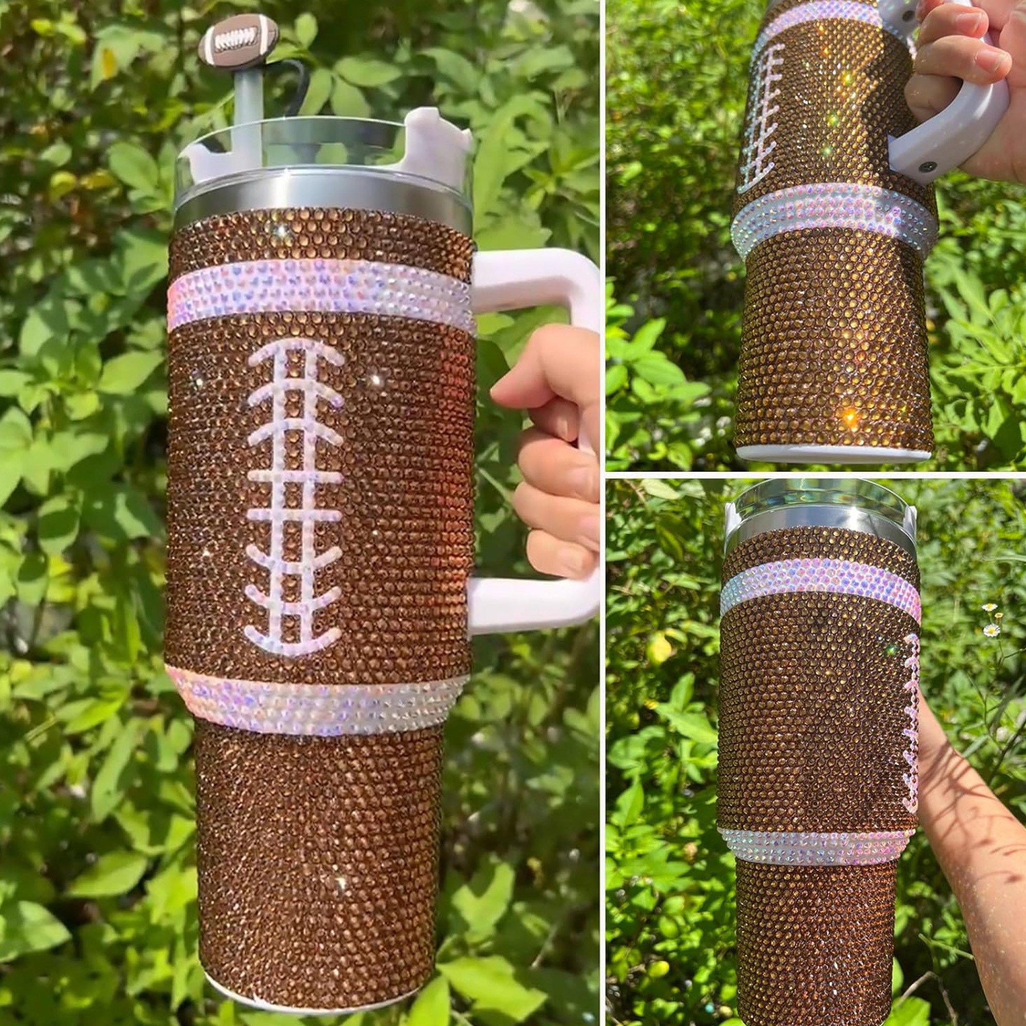 Rhinestone Bling Stitch  Football NFL Custom Stanley Cup 40 oz 30 oz Tumbler With HandleTVC2301530