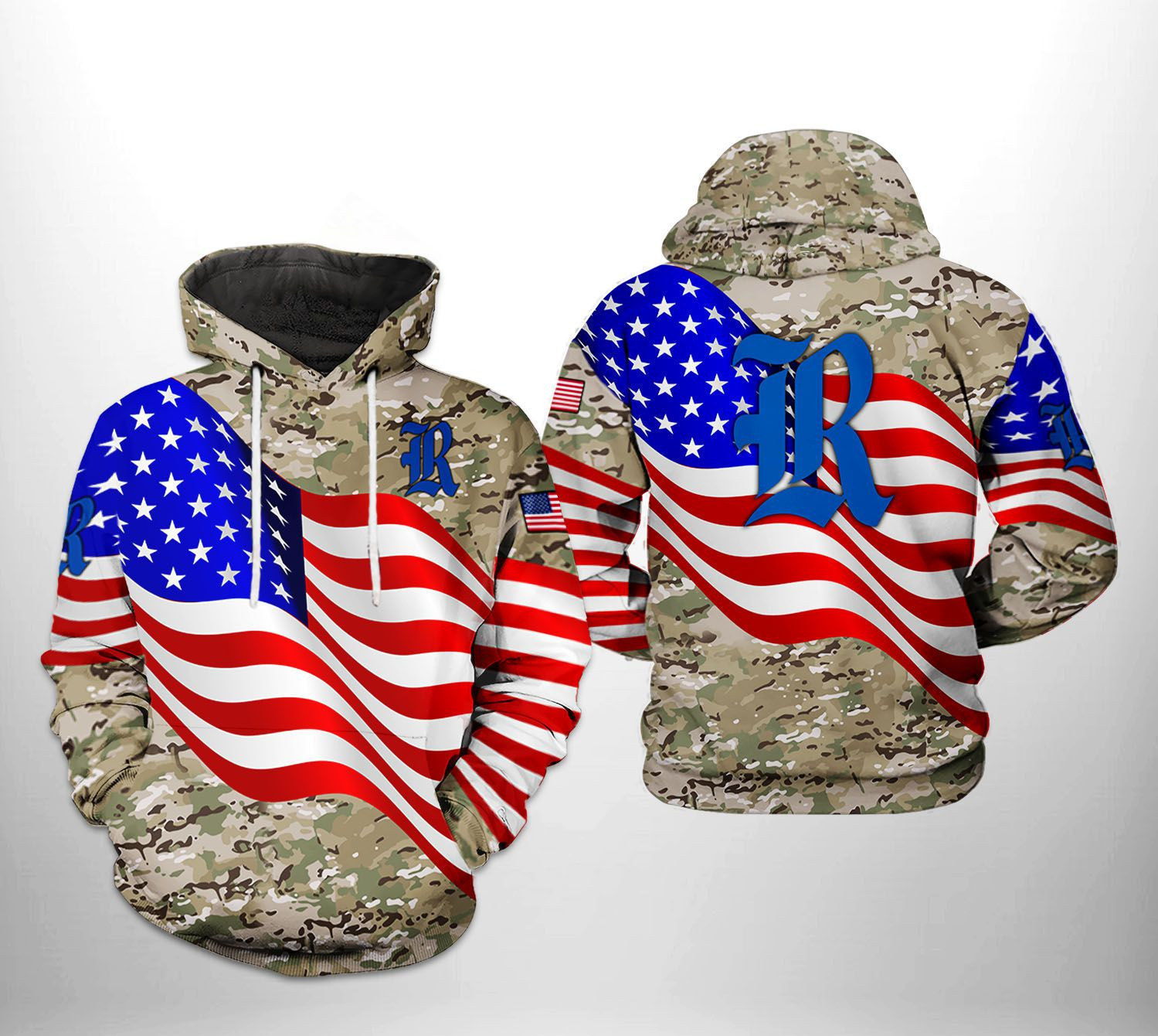 Rice Owls NCAA US Flag Camo Veteran 3D All Over Print Hoodie, Zip Hoodie