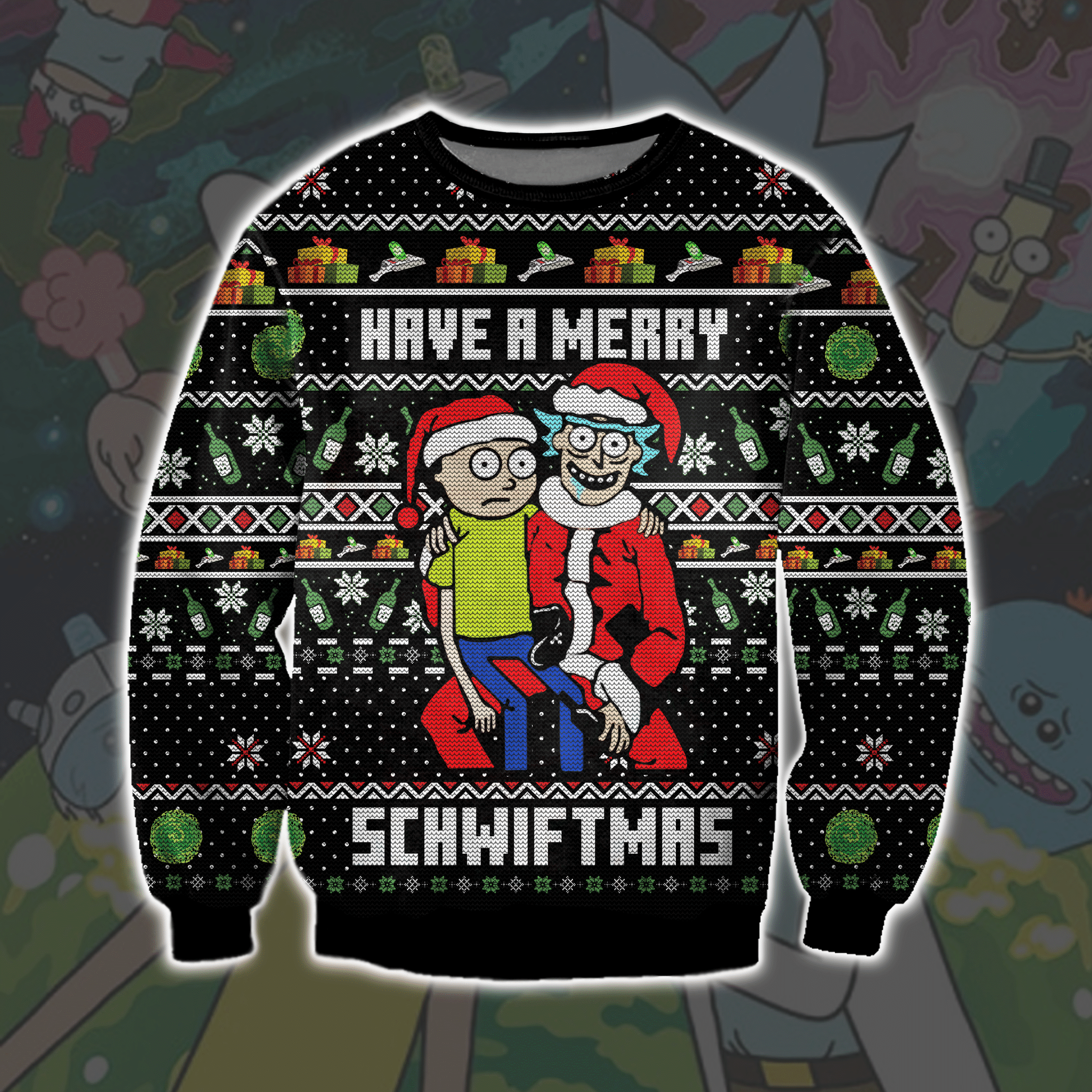Rick And Morty 3D Print Ugly Christmas Sweater Adult 3D Funny Matching for family