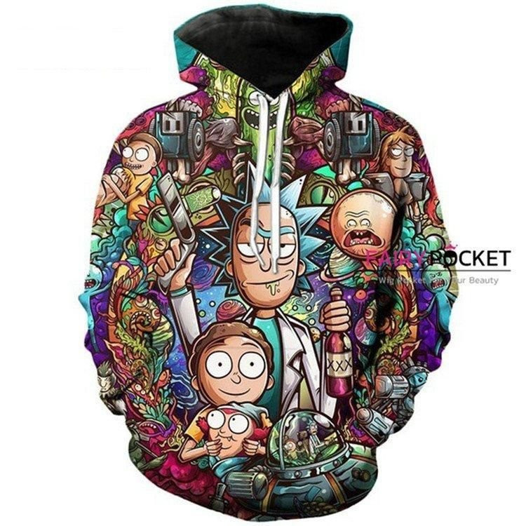 Rick and Morty All in One Multicolor 3D All Over Print Hoodie, Zip Hoodie