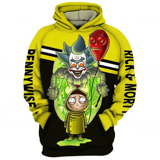 Rick And Morty And Pennywise It 3D All Over Print Hoodie, Zip Hoodie