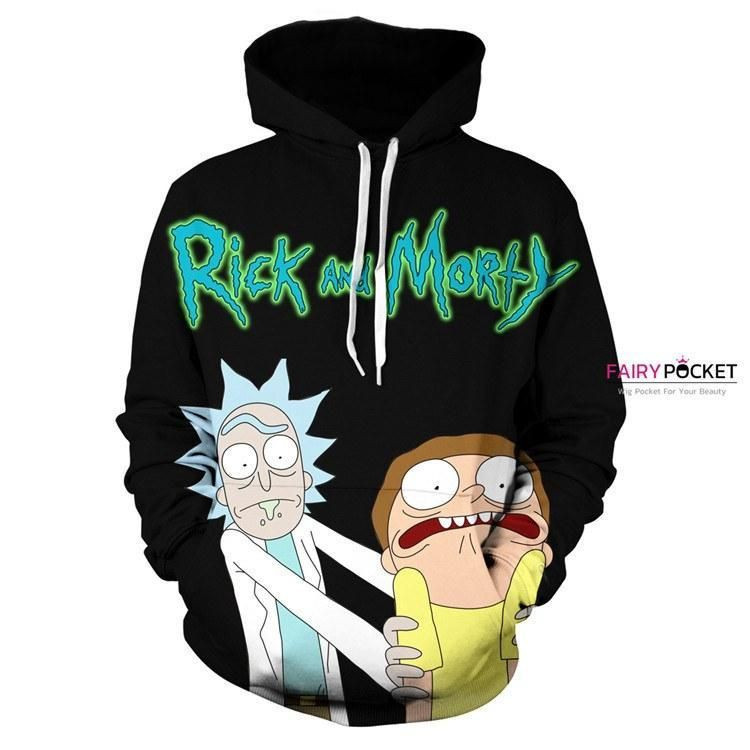 Rick and Morty Black 3D All Over Print Hoodie, Zip Hoodie