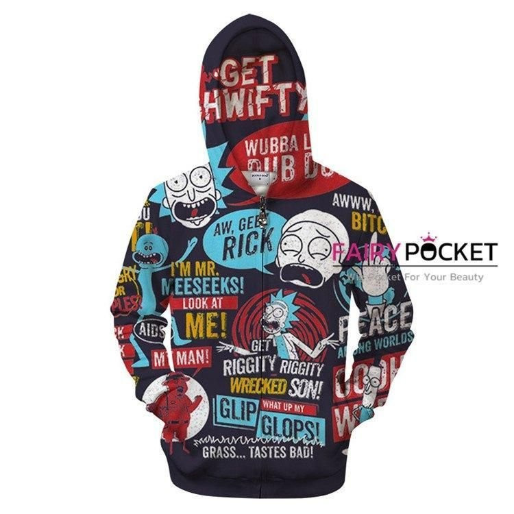 Rick and Morty Black 3D All Over Print Hoodie, Zip Hoodie