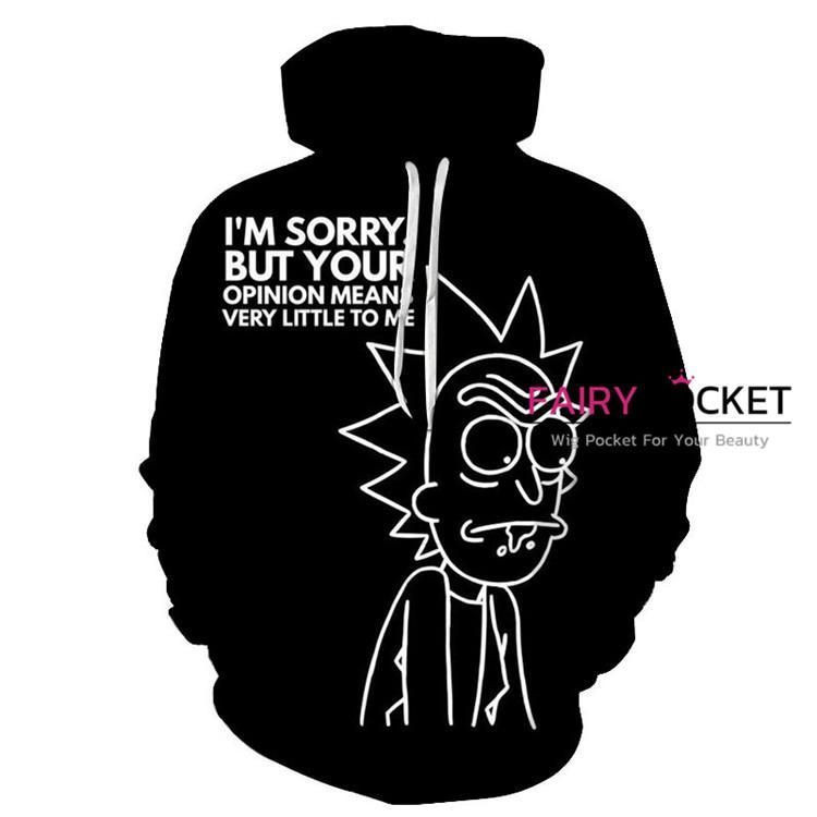 Rick and Morty Black 3D All Over Print Hoodie, Zip Hoodie