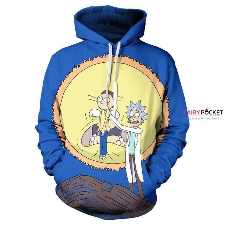 Rick and Morty Blue 3D All Over Print Hoodie, Zip Hoodie