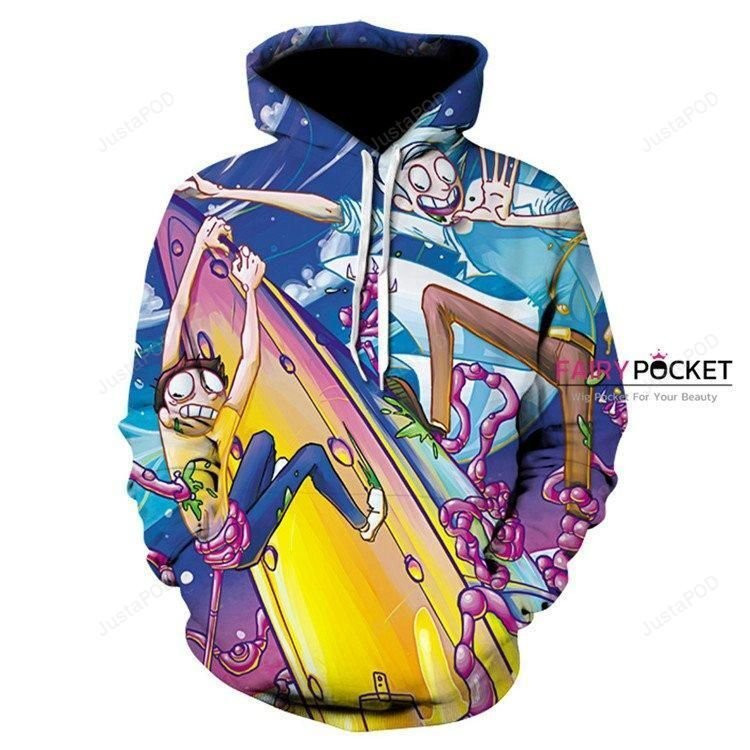 Rick and Morty Blue 3D All Over Print Hoodie, Zip Hoodie