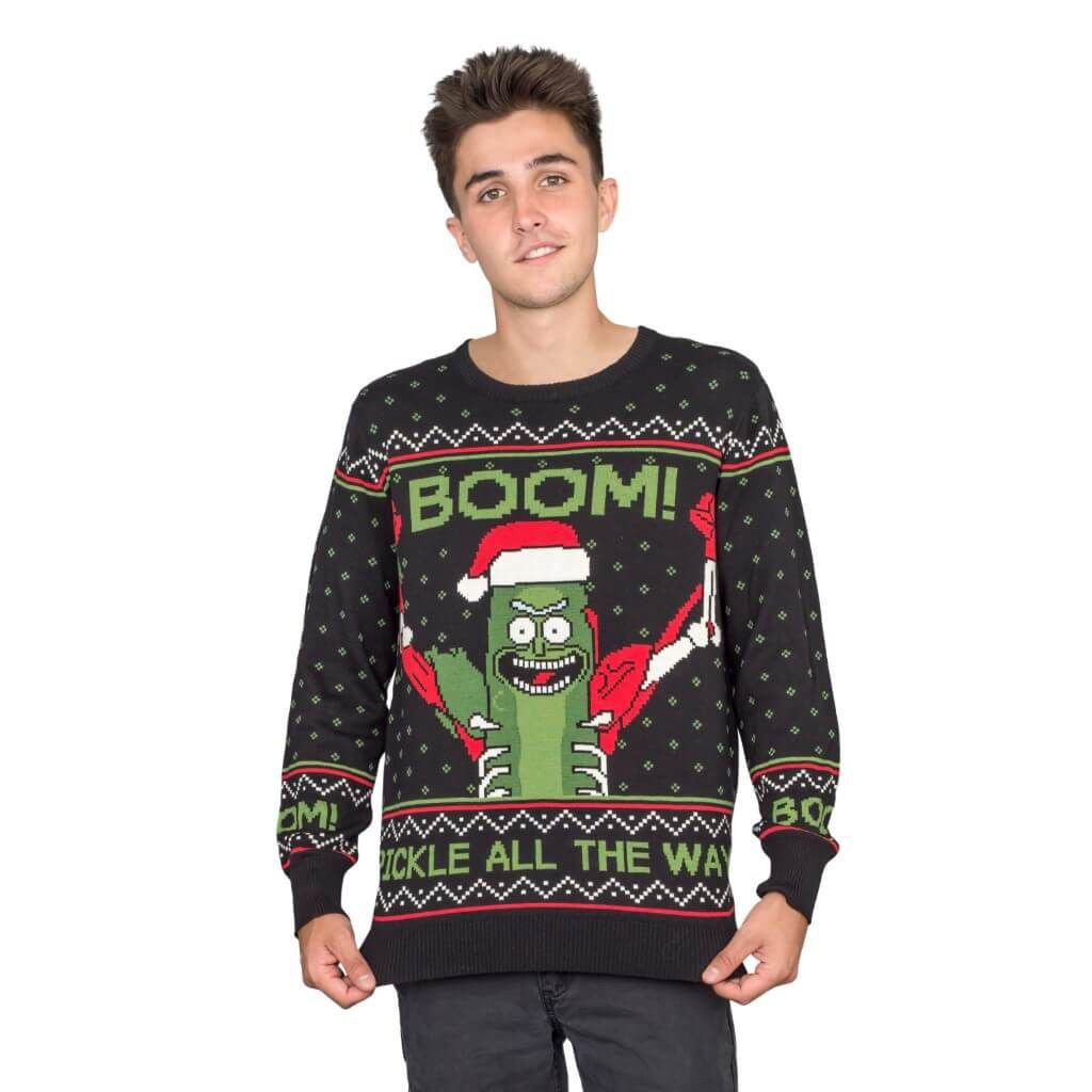 Rick And Morty Boom! Pickle Rick For Unisex Ugly Christmas Sweater Adult 3D Funny Matching for family