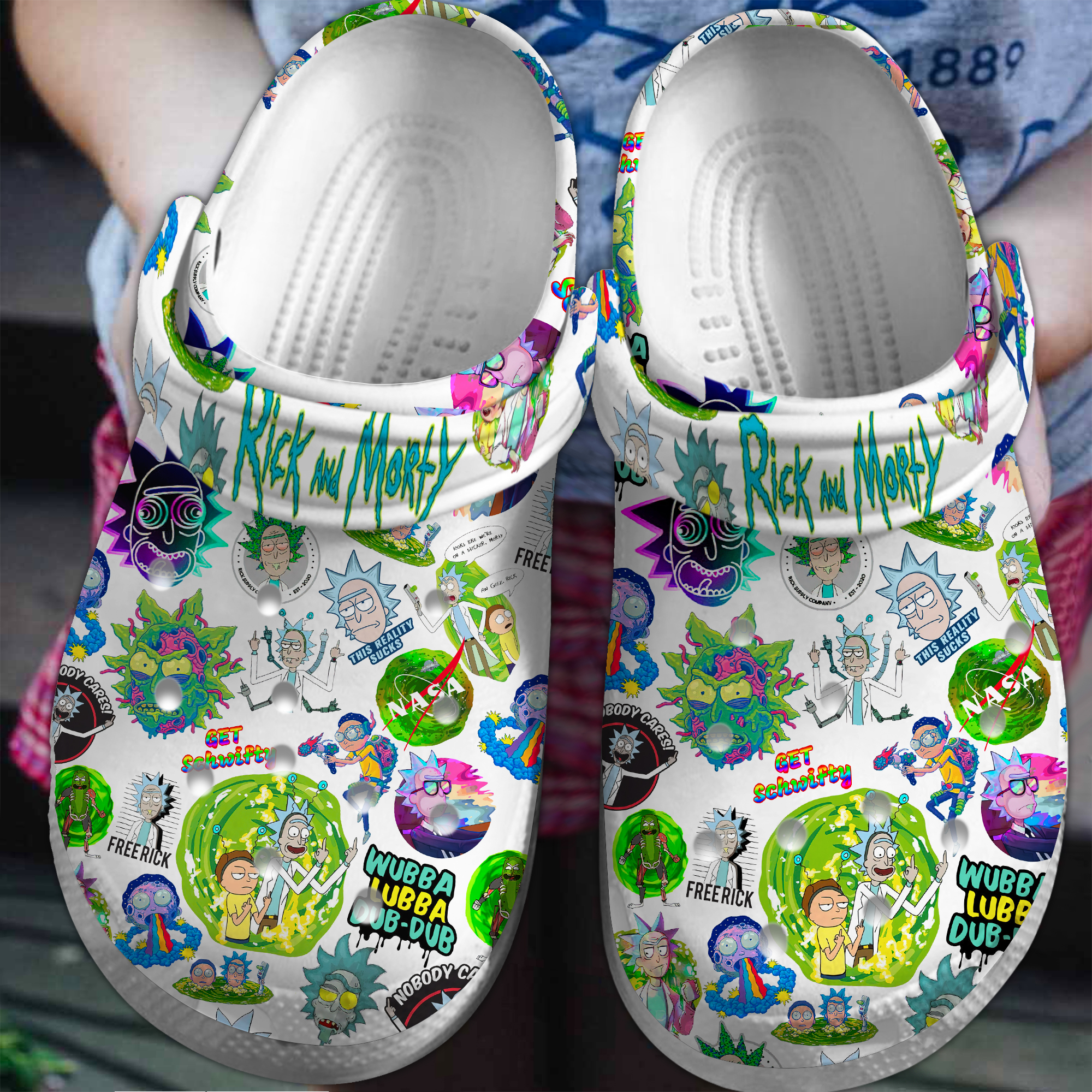 Rick and Morty Cartoon Crocs Crocband Clogs Shoes Comfortable For Men Women and Kids