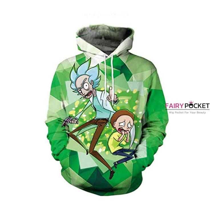 Rick and Morty Green 3D All Over Print Hoodie, Zip Hoodie