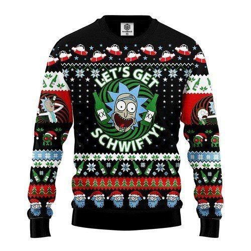Rick And Morty Let'S Get Schwifty For Unisex Ugly Christmas Sweater Adult 3D Funny Matching for family