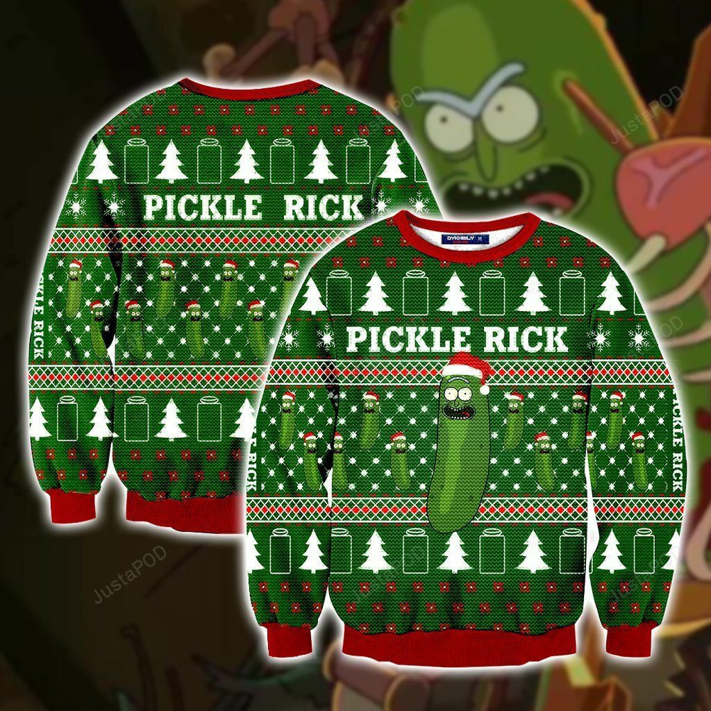 Rick And Morty Pickle Rick Ugly Christmas Sweater Adult 3D Funny Matching for family