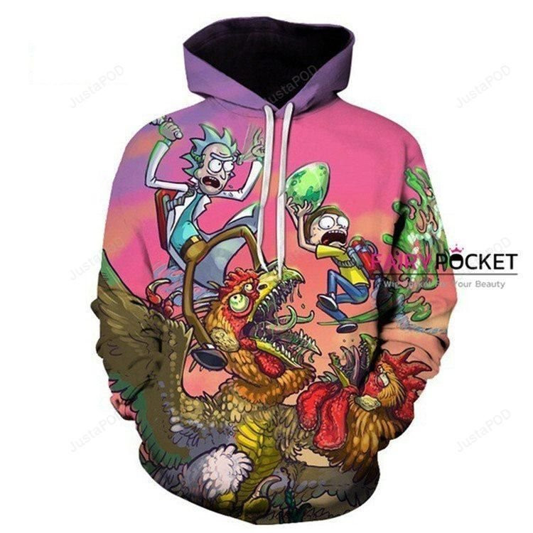 Rick and Morty Pink 3D All Over Print Hoodie, Zip Hoodie