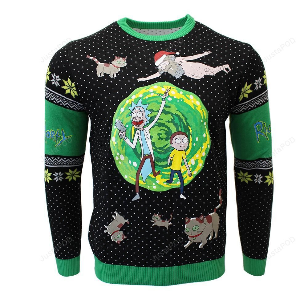 Rick And Morty Portal Ugly Christmas Sweater Adult 3D Funny Matching for family