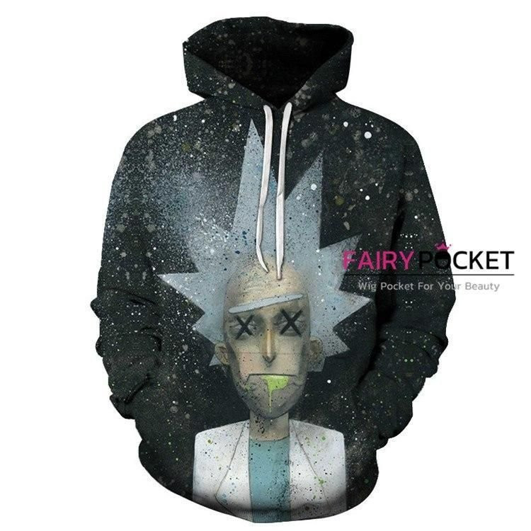 Rick and Morty Rick Black 3D All Over Print Hoodie, Zip Hoodie