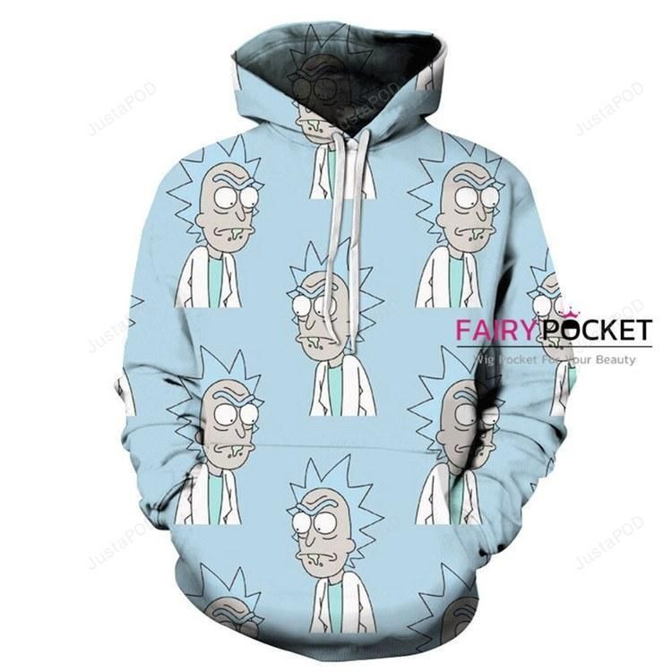 Rick and Morty Rick Blue 3D All Over Print Hoodie, Zip Hoodie