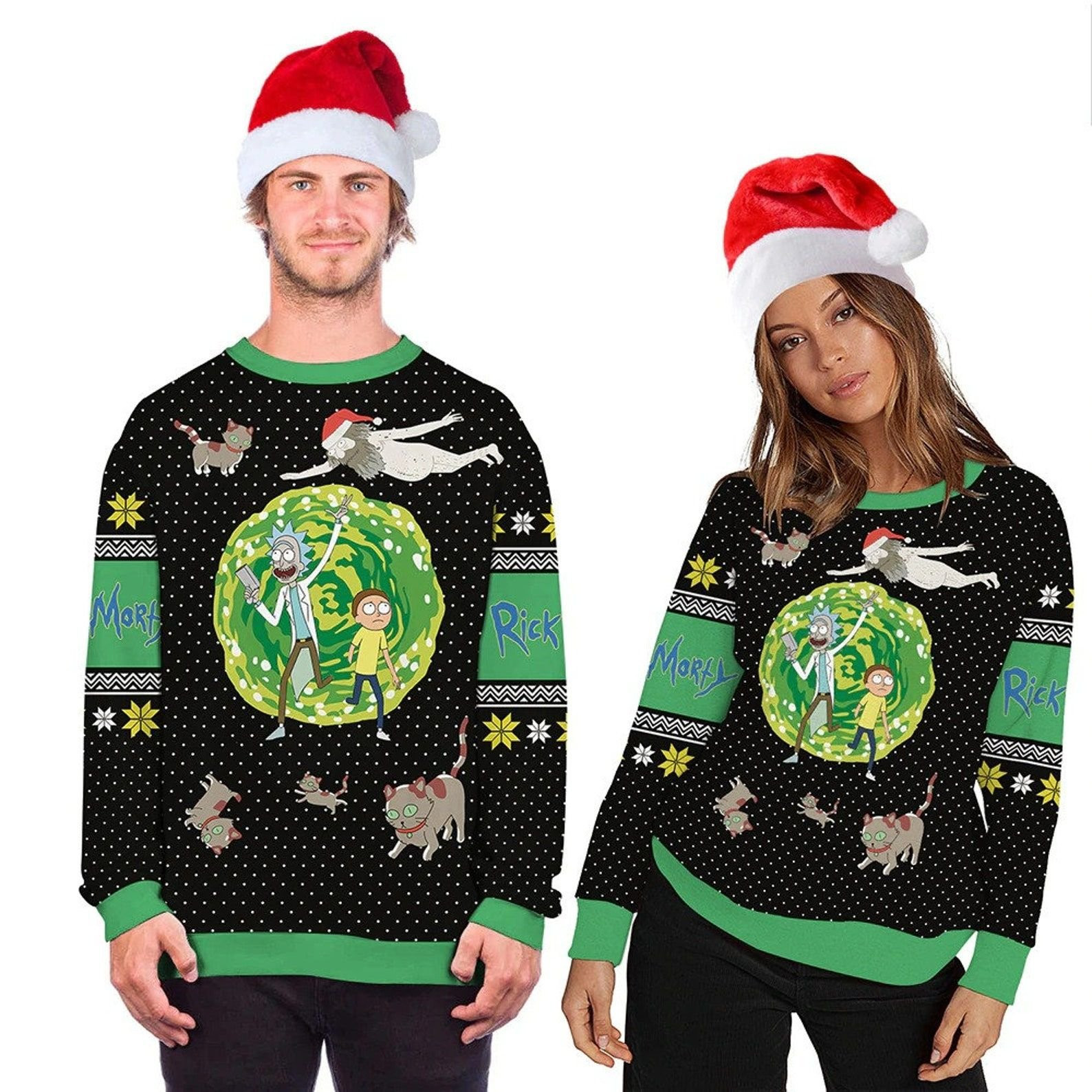 Rick And Morty Ugly Christmas Sweater Adult 3D Funny Matching for family