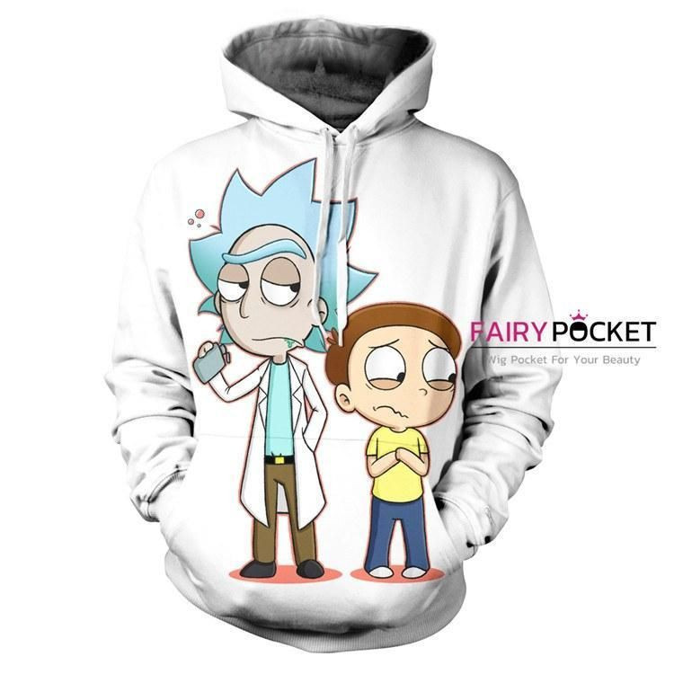 Rick and Morty White 3D All Over Print Hoodie, Zip Hoodie
