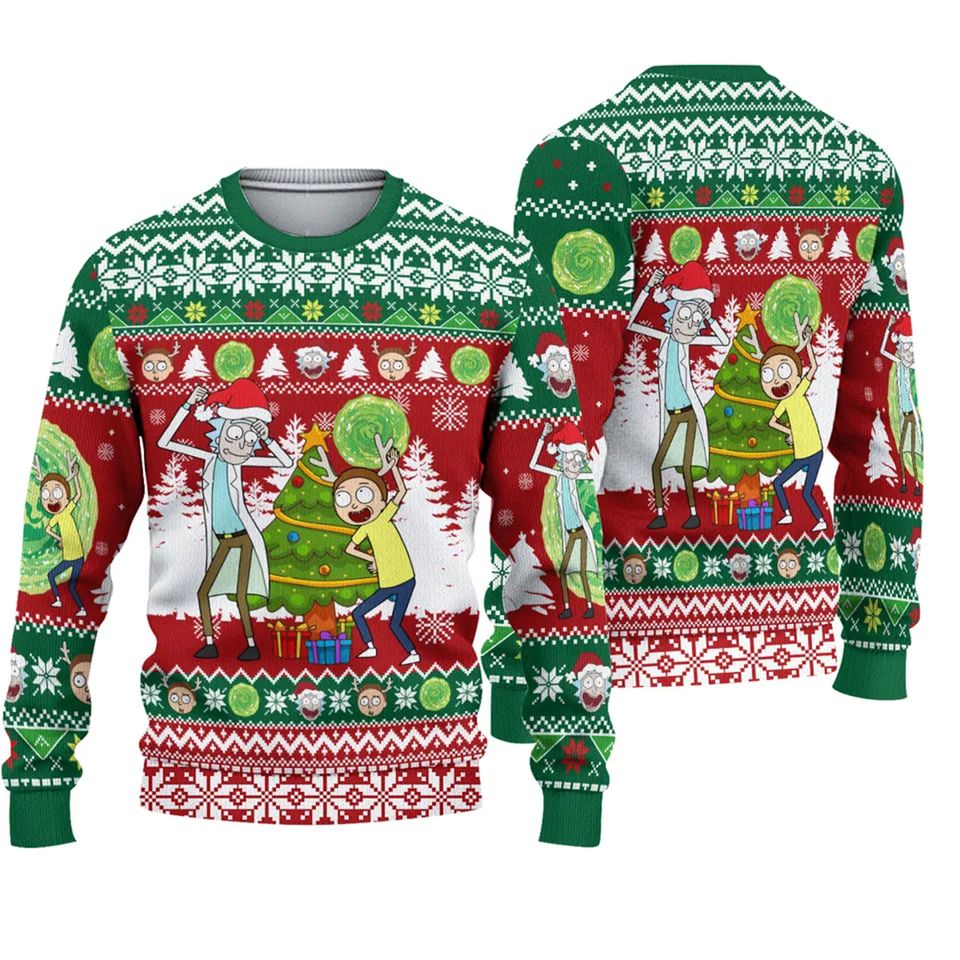Rick and Rickandmorty Dancing Ugly Christmas Sweater