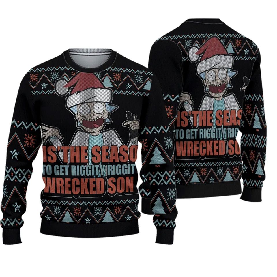 Rick and Rickandmorty Tis The Season Ugly Christmas Sweater